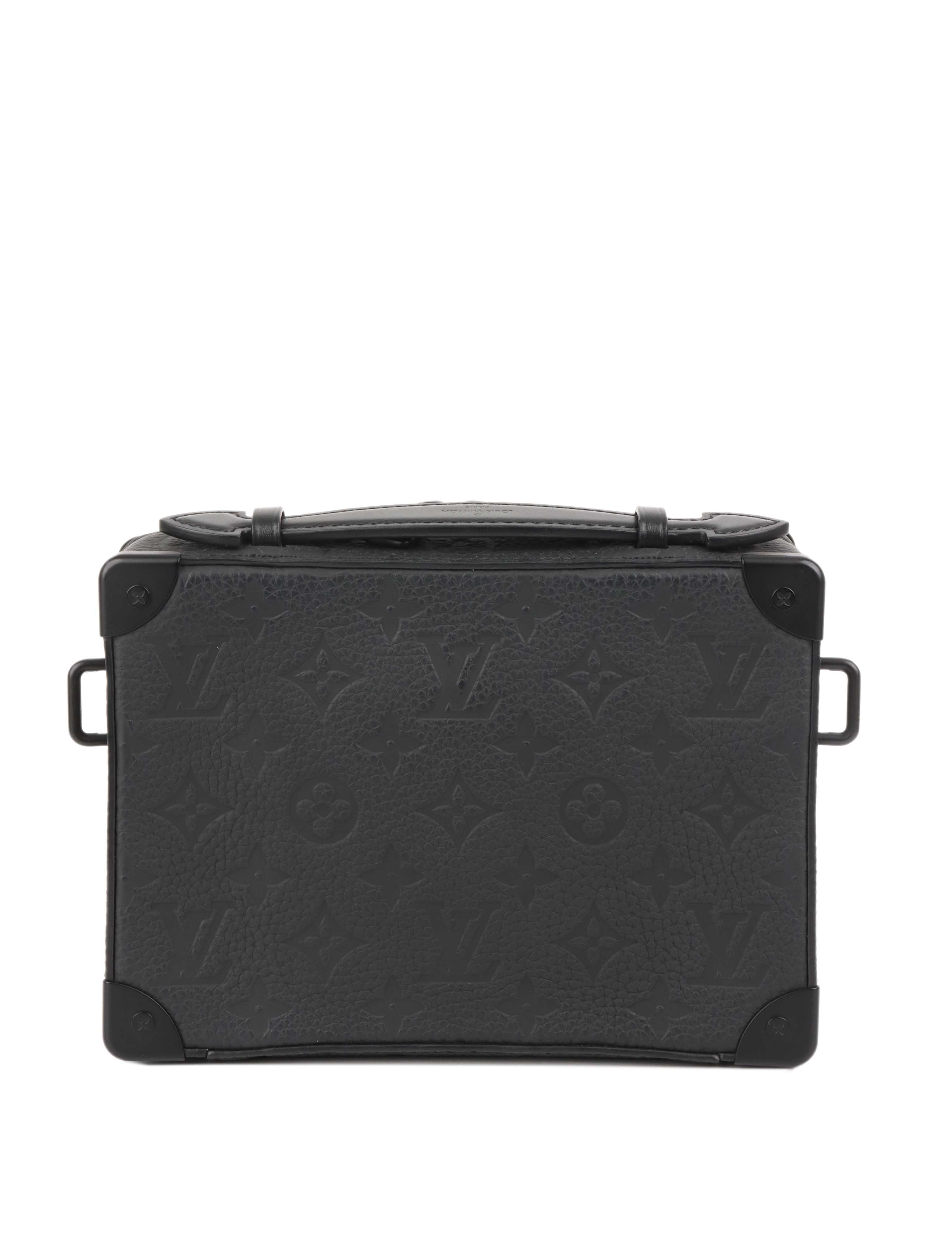 Louis Vuitton Black Leather Soft Trunk Bag with Handle - Stylish Crossbody Purse for Women, Perfect for Travel, Work & Everyday Use