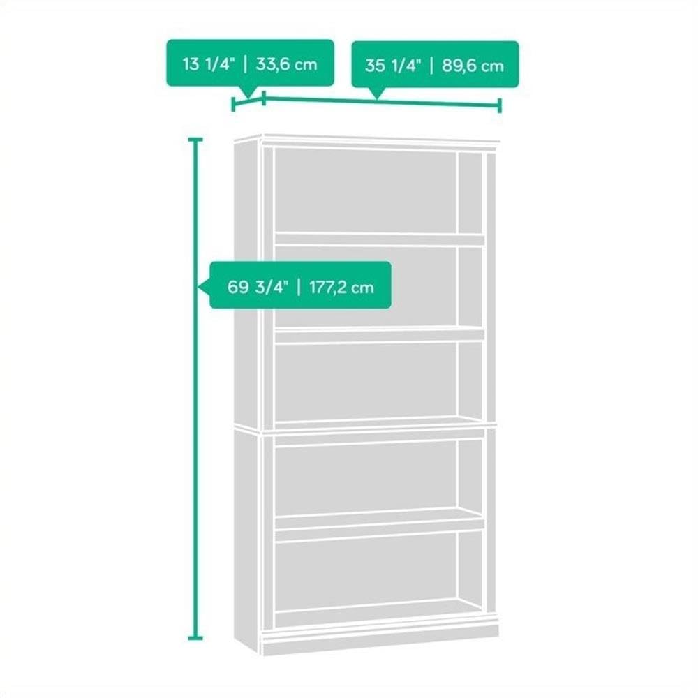 Pemberly Row 5 Shelf Bookcase in Jamocha Wood - Solid Wood Book Shelf for Living Room, Office & Study - Perfect for Organizing Books, Decor & Storage