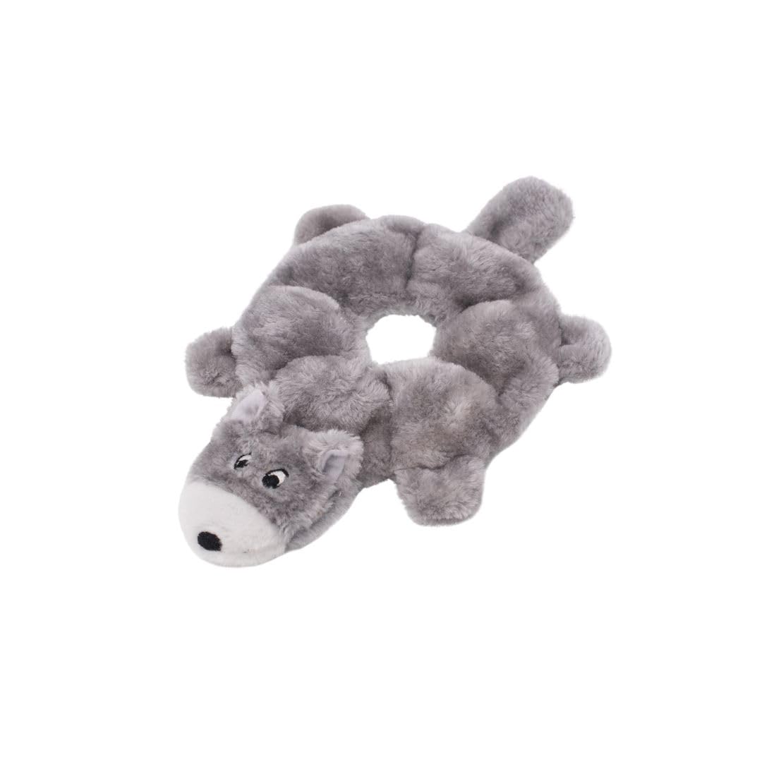 ZippyPaws Loopy No-Stuffing Dog Toy - Squeaky Chew Toy for Small to Large Dogs - Wolf Design for Playtime & Training