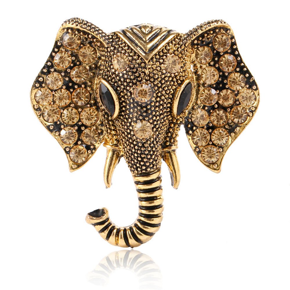 Vintage Crystal Elephant Brooch Pin for Women - Elegant Dress Accessories for Weddings, Parties & Special Occasions