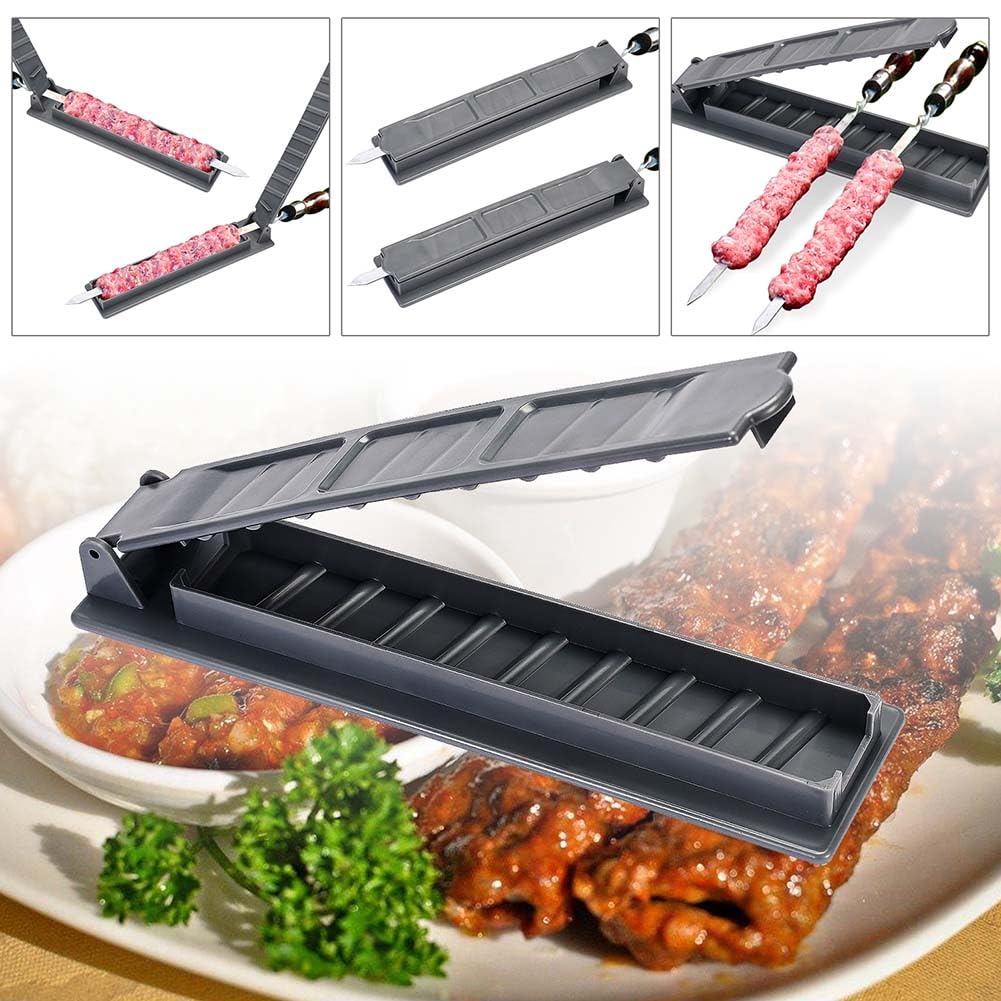 Premium Kebab Maker Machine - Manual Kabob Press Mold for Homemade Shish Kebabs & Skewers (1pc, Grey) - Perfect for BBQs, Parties & Outdoor Cooking