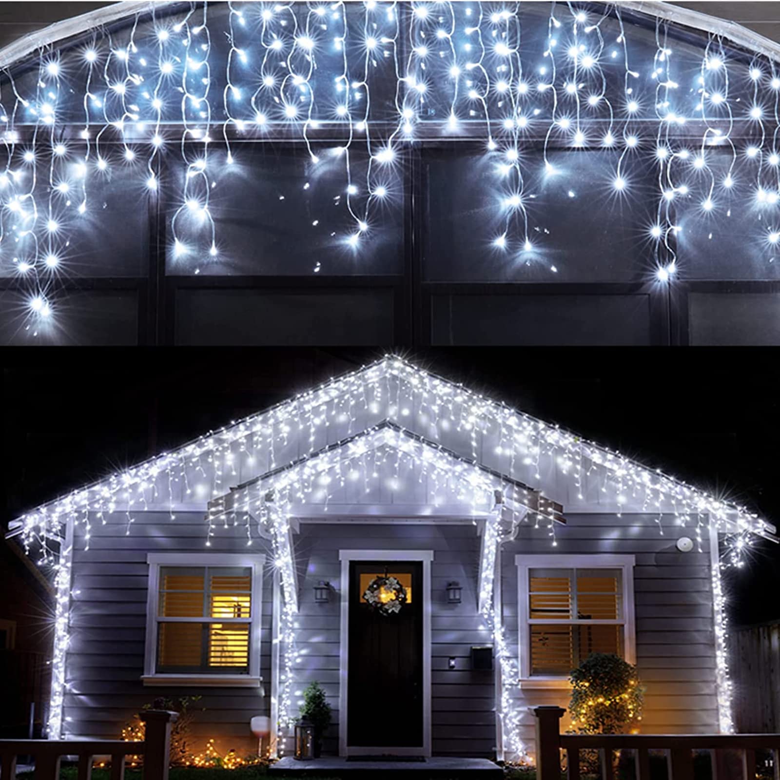 400LED Outdoor Christmas Lights - 8 Modes Waterproof Fairy String Lights with 75 Drops for Holiday, Party & Wedding Decorations | Indoor/Outdoor Use (Cool White) - Perfect for Home, Garden, Tree, Window and Festive Celebrations