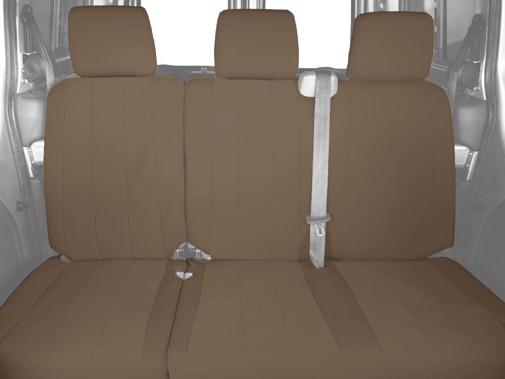 CalTrend NeoSupreme 60/40 Split Rear Bench Seat Covers for 2009-2010 Honda Fit - Beige Insert & Trim | Custom Fit Car Seat Protectors for Comfort & Style