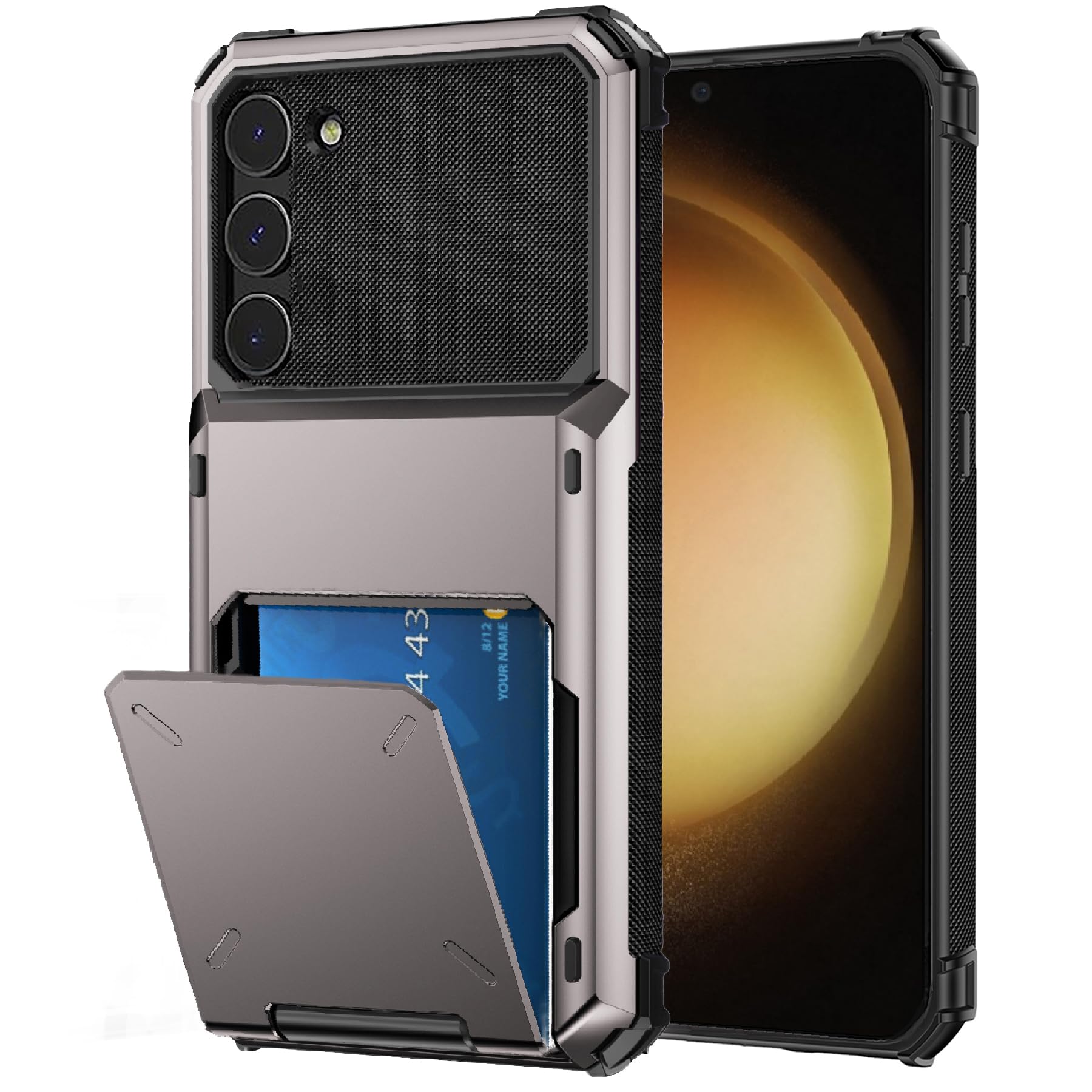 Samsung Galaxy S23 Wallet Case with Card Holder - Store 5 Cards, Hidden Card Slot, Heavy Duty Dual Layer Shockproof Protection - Perfect for Travel, Work & Everyday Use (Grey)
