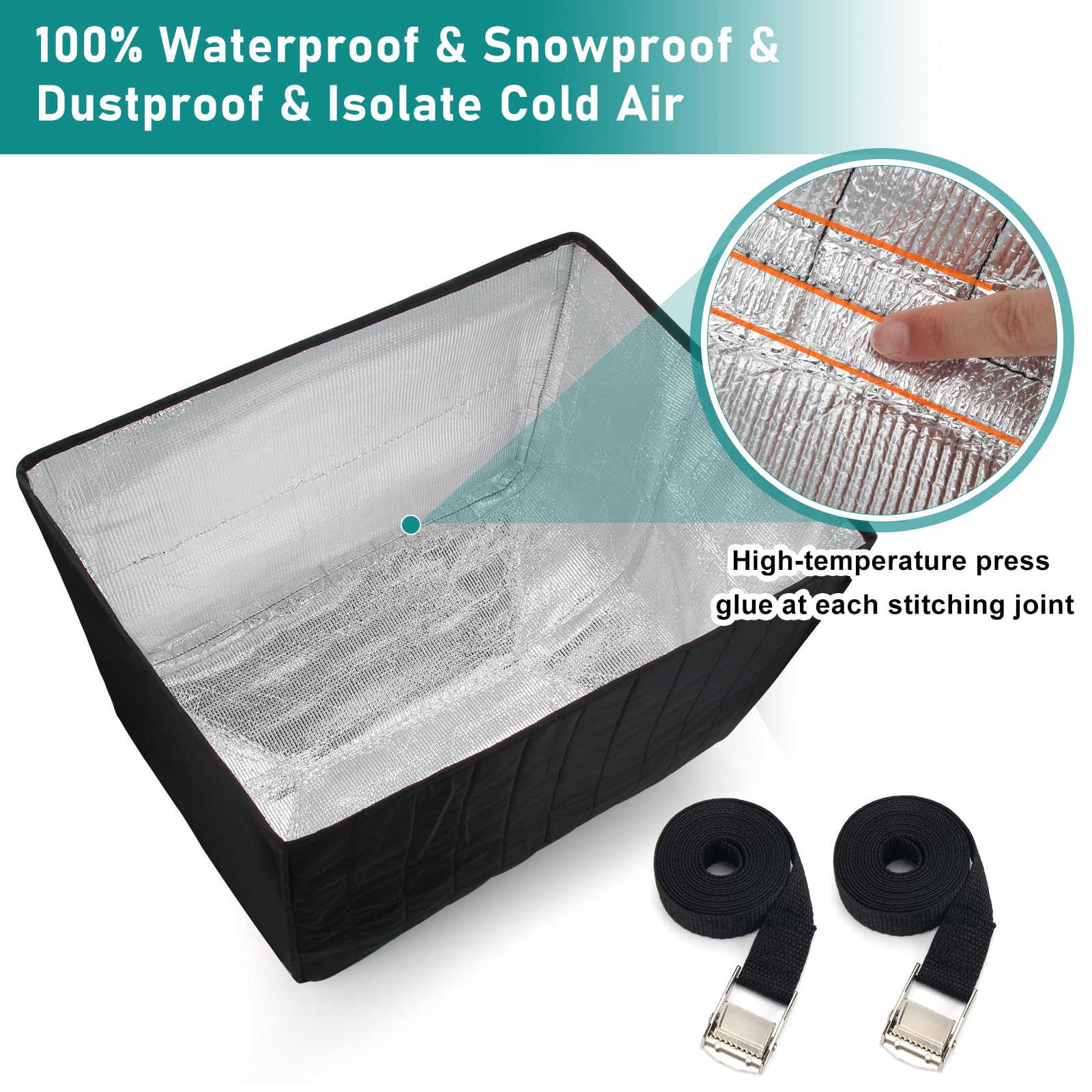 Winter Window Air Conditioner Cover - Waterproof & Freeze Protection for Outdoor AC Units, 3-Layer Insulated Cover (17W x 12D x 13H, Black) - Perfect for Home, Apartment & RV Use in Cold Weather