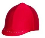 Equestrian Riding Helmet Cover with Swarovski Crystals - Red Horse Riding Helmet Protector for Show Jumping, Dressage & Competition - Sparkly Rhinestone Horseback Riding Accessory