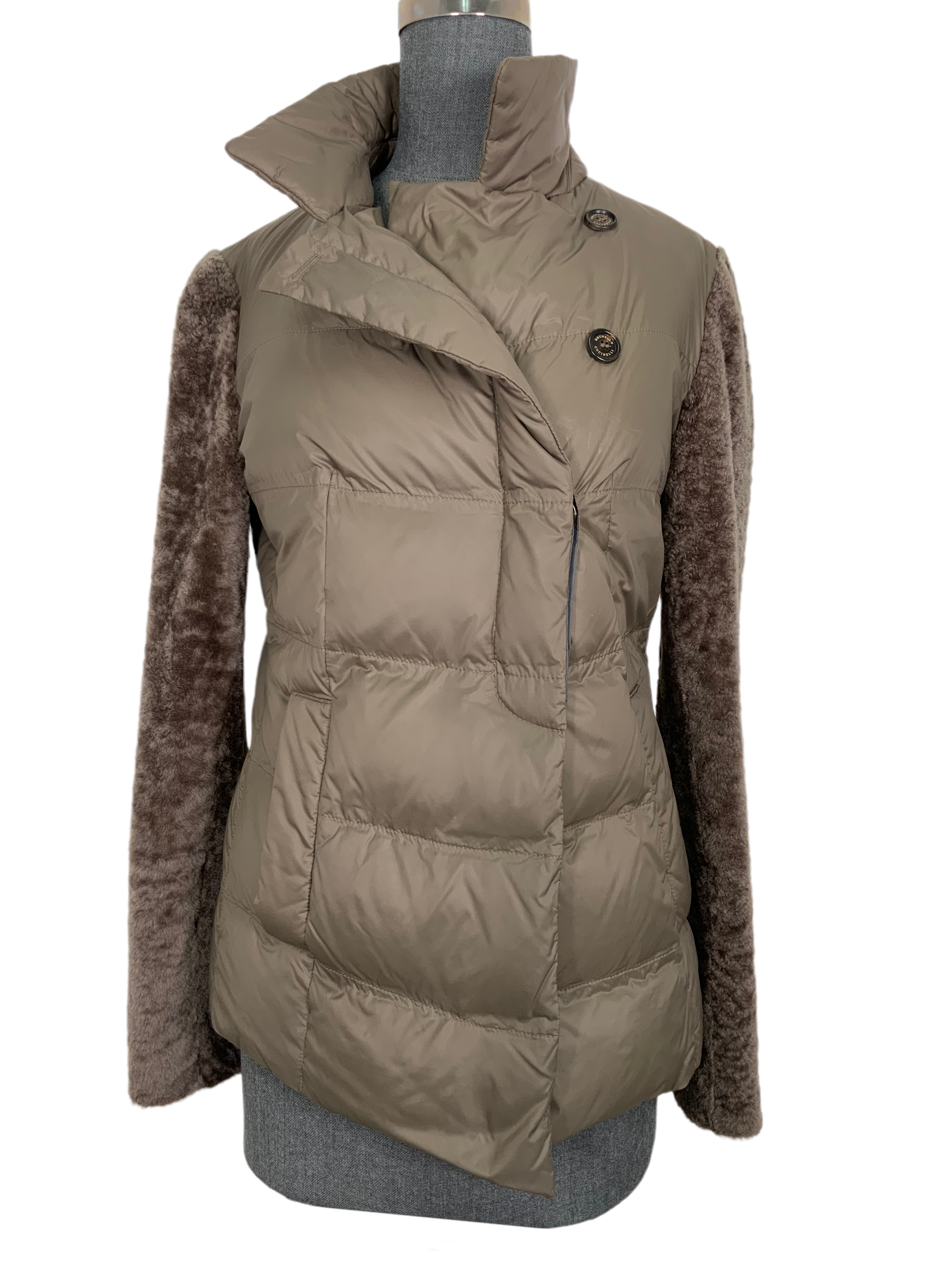 Brunello Cucinelli Nylon Puffer Mixed Media Jacket for Men - Size M | Lightweight Waterproof Winter Coat for Outdoor Activities & Urban Style