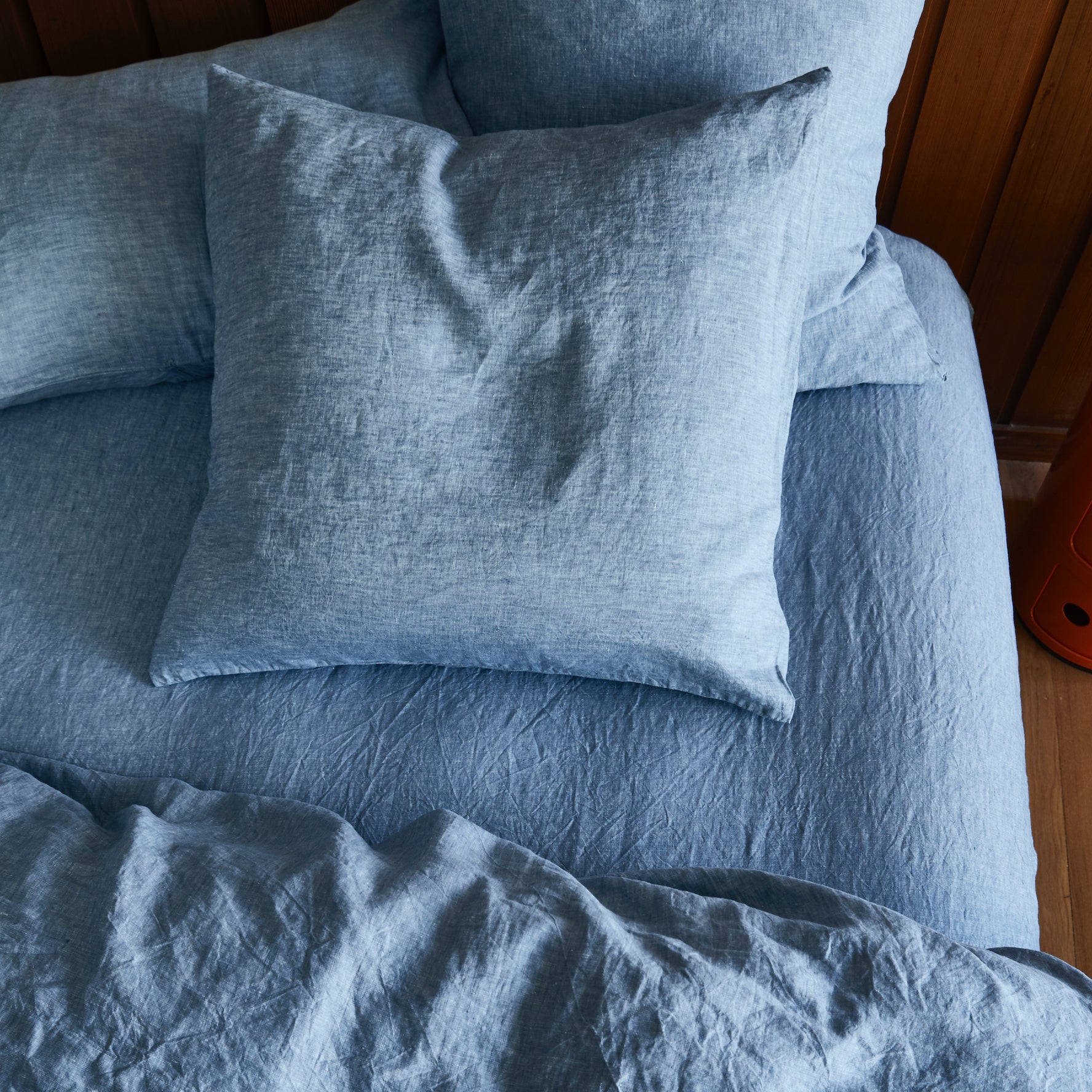 Premium Linen Euro Pillowcase Set - Soft Chambray Blue Bedding - Perfect for Guest Rooms, Master Bedrooms & Luxury Home Decor