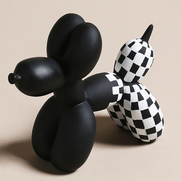 Hand Painted Resin Balloon Dog Sculpture - Black & White Deluxe Home Decor, Unique Gift for Art Lovers, Party & Wedding Centerpiece