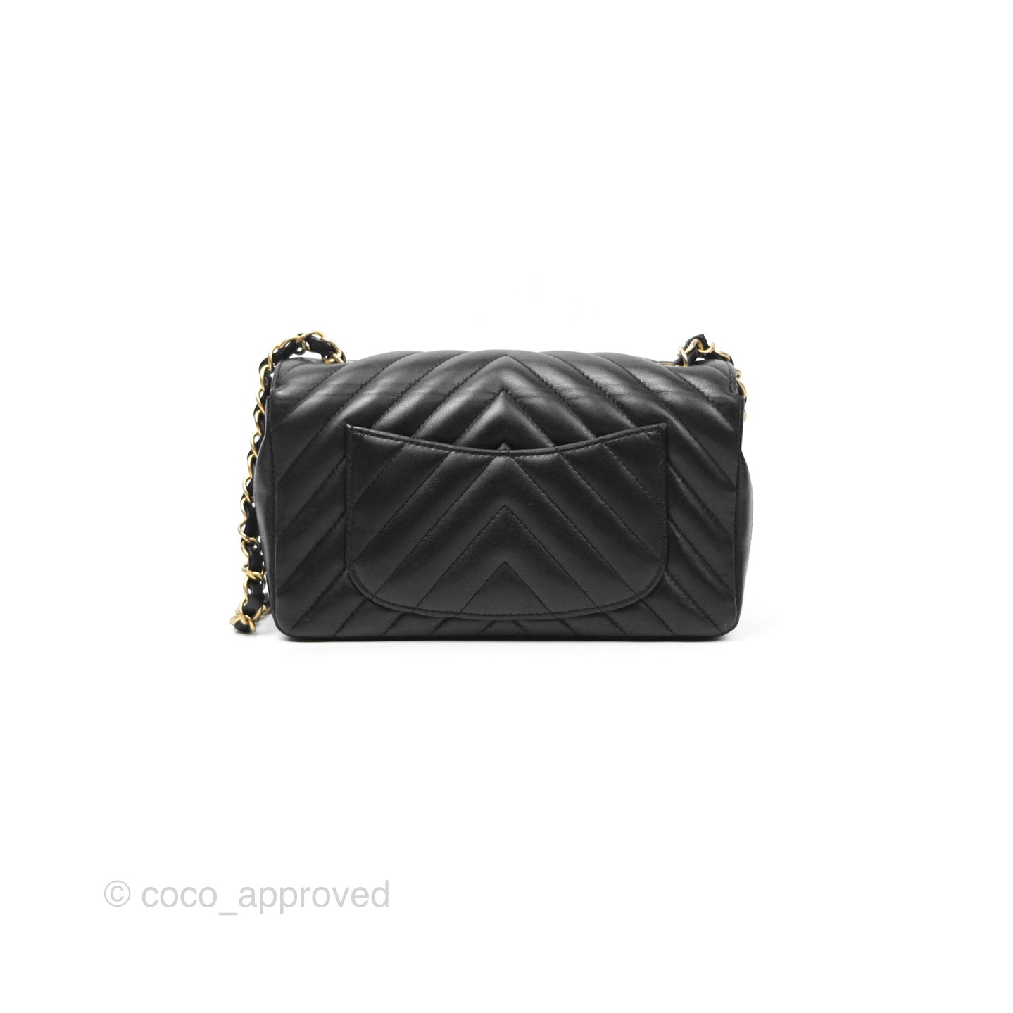 Chanel Chevron Mini Rectangular Bag - Black Lambskin Leather with Aged Gold Hardware | Luxury Crossbody Purse for Women, Perfect for Evening Events & Date Nights
