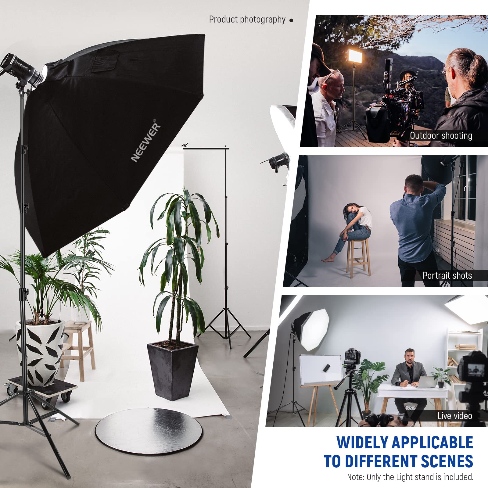 NEEWER 13ft/4m Heavy Duty Air Cushioned Light Stand - All Metal Photography Tripod with 1/4” to 3/8” Reversible Spigot, 3-Way Mounting & Metal Locking Knobs (Max Load 6.5lb/3kg) - Perfect for Studio, Portrait, and Video Lighting Setups