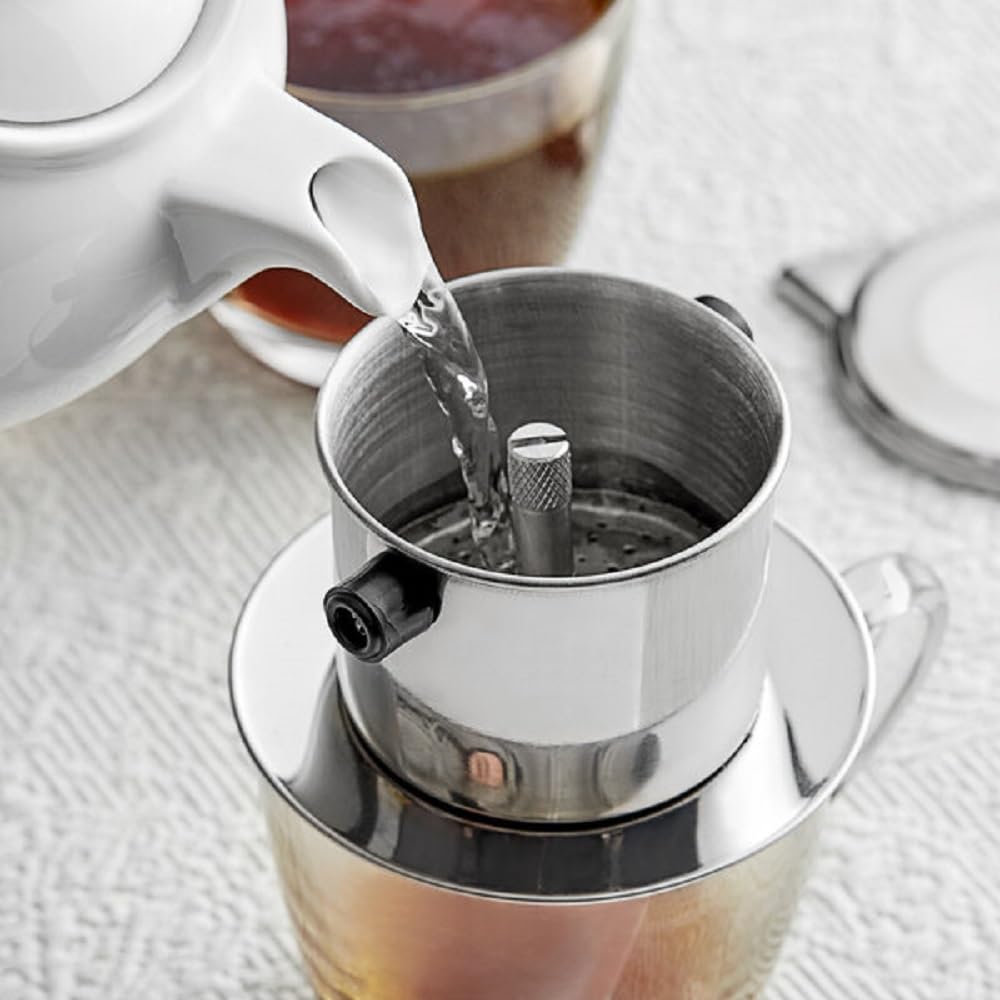 TrueCraftware Stainless Steel Single Cup Coffee Brewer - Vietnamese Phin Coffee Dripper with Infuser Filter for Home, Kitchen & Restaurants | Perfect for Iced Coffee, Espresso & Traditional Brewing