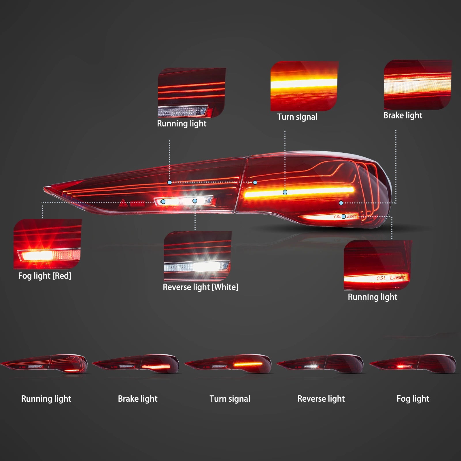 LED Laser Tail Lights Assembly for 2020+ BMW 4 Series G22 G23 G26 G82 G83 - High-Performance Aftermarket Replacement - Enhance Night Visibility & Style for Coupe Convertible Gran Coupe M4 Models