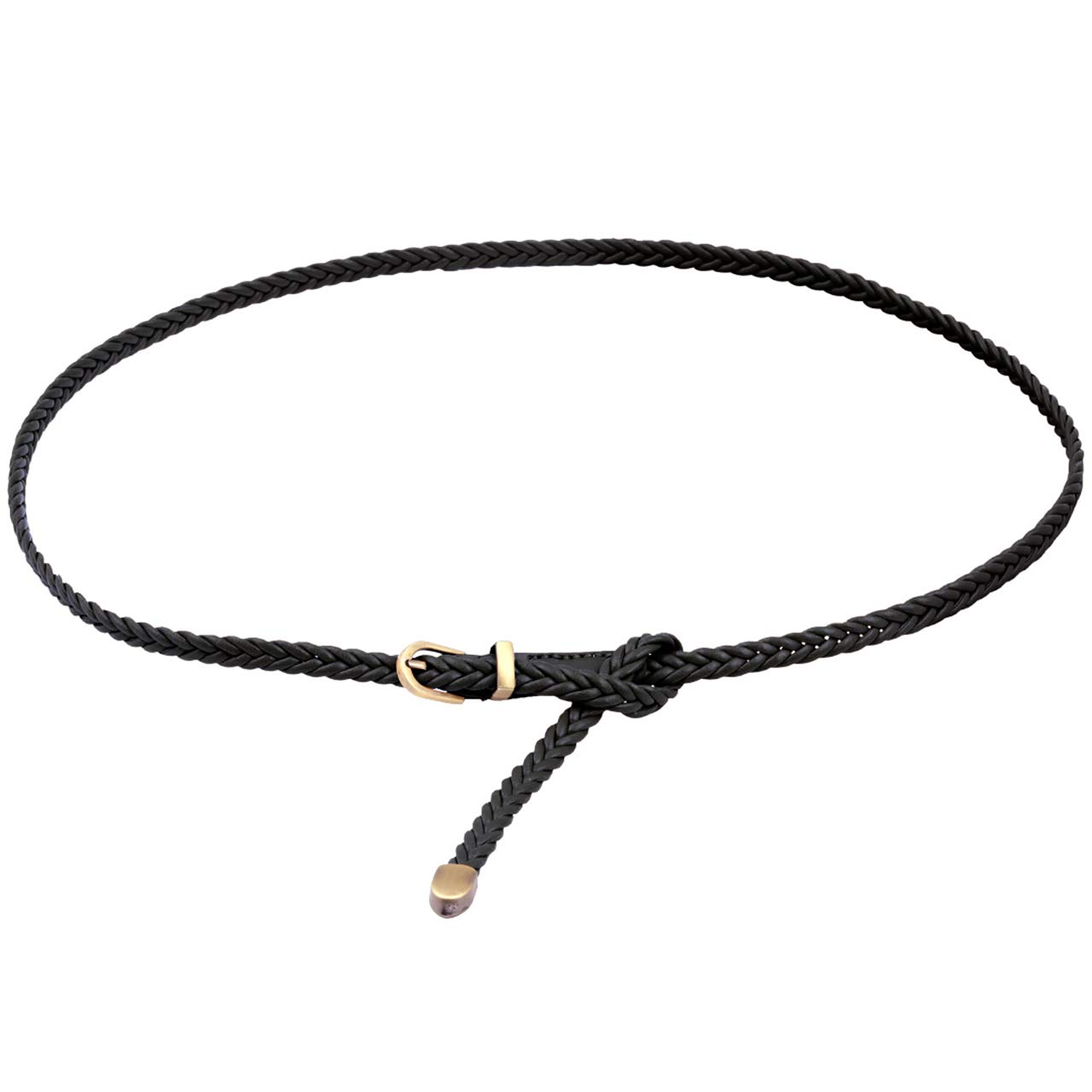 Ayliss Women's Braided PU Leather Skinny Belt - Thin Woven Waist Belt with Pin Buckle for Jeans, Pants & Dresses | Perfect for Casual Outfits, Office Wear & Date Nights