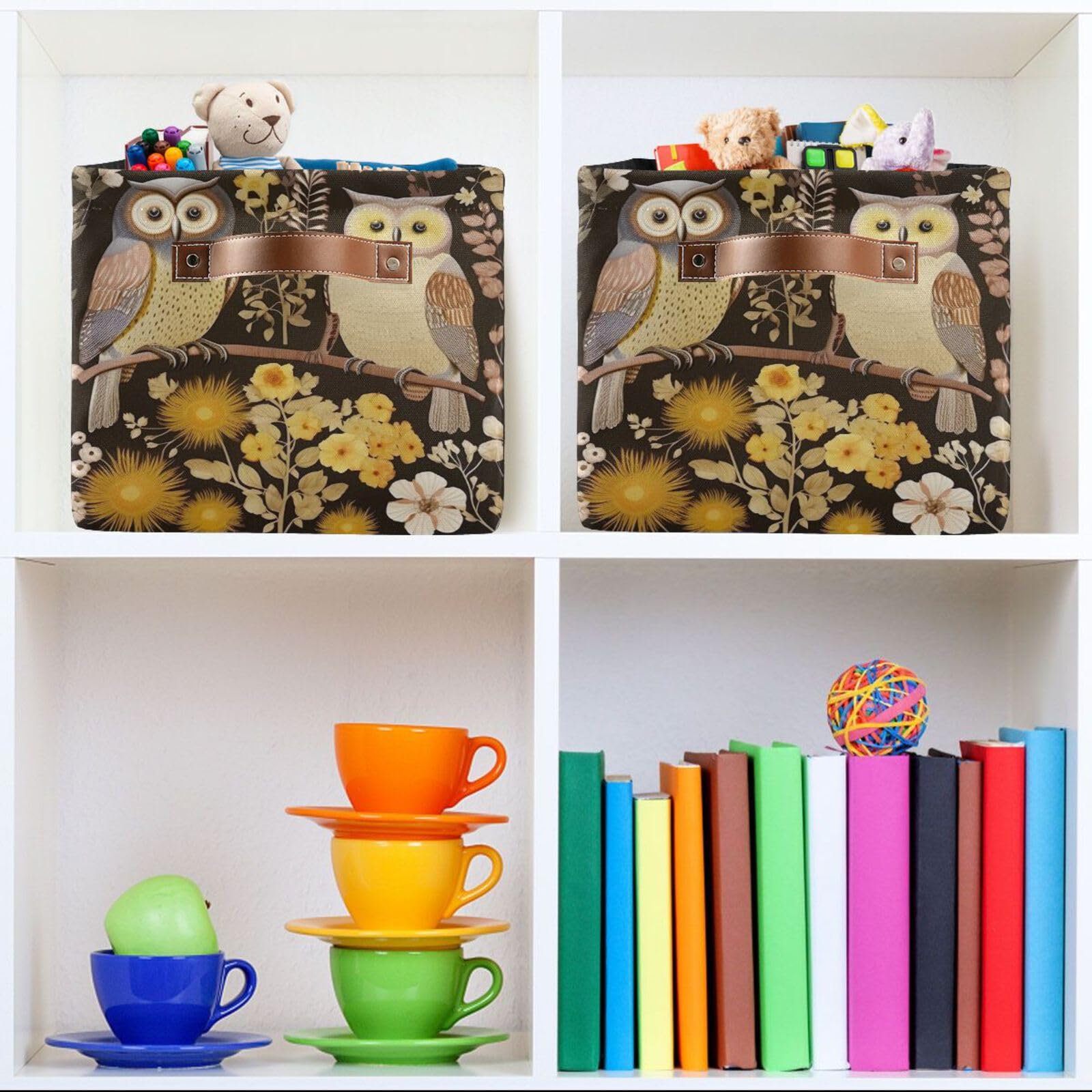 Foldable Canvas Storage Baskets with Handles - 2 Pack Rectangle Fabric Organizer Box for Clothes, Home & Office Organization | Perfect for Closet Shelves, Bedroom Decor & Laundry Storage