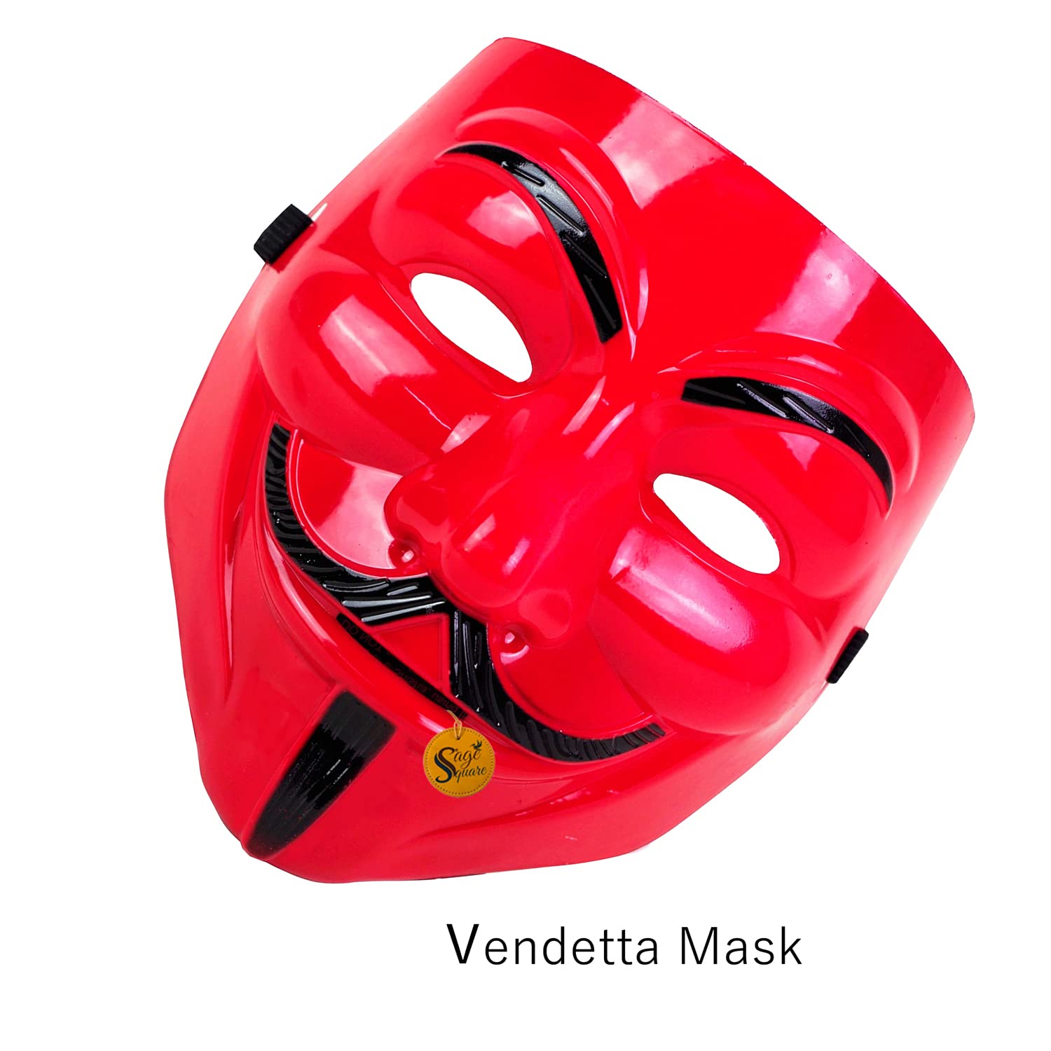 V for Vendetta Cosplay Mask - Sage Square Red Vendetta Fawkes Mask (Anonymous VIP Edition) | Perfect Fit for Halloween, Protests & Movie Costumes