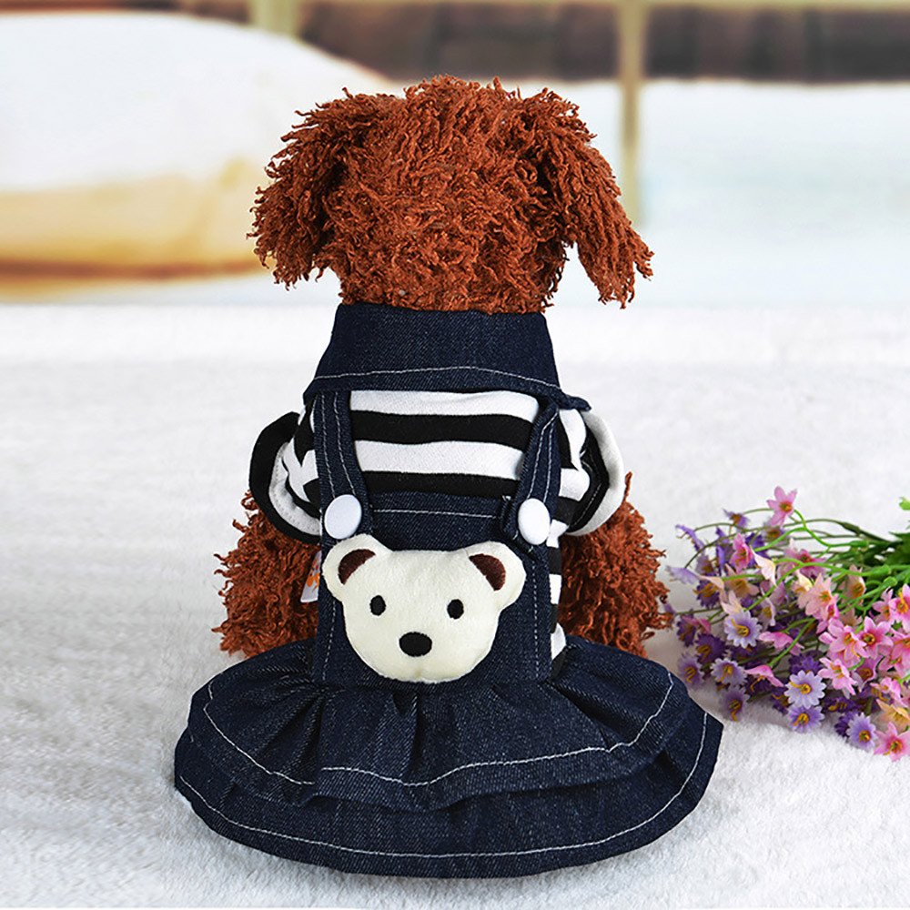 Jolincc Extra Large Dog Sweater - Denim Pet Dress with Adjustable Strap for Small Medium Large Dogs & Cats - Cozy Puppy Clothes for Winter Outfits & Photo Shoots (Black, One Size)