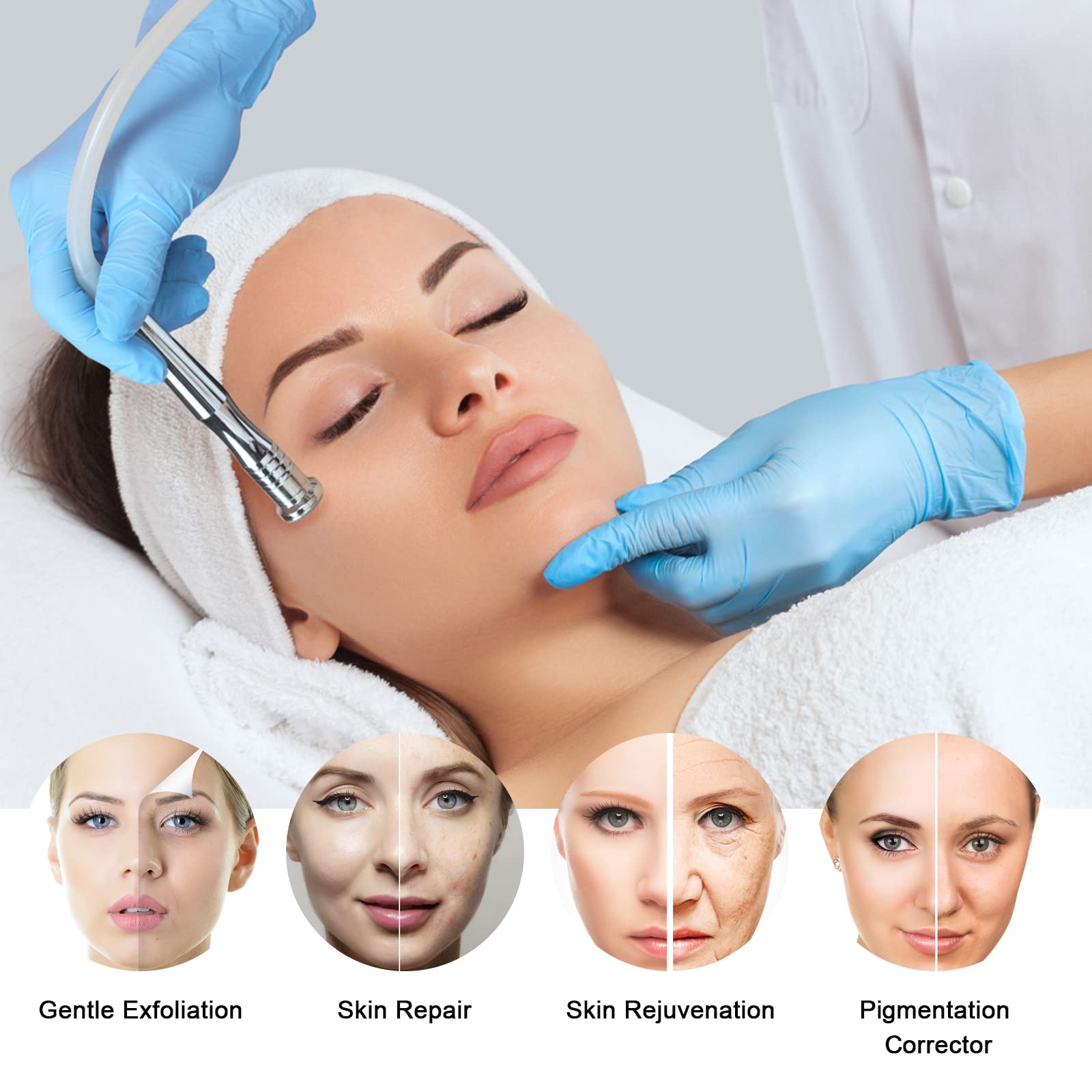 Professional 3-in-1 Diamond Microdermabrasion Machine for Face - 65-68cmHg Vacuum Suction Blackhead Remover & Hydrating Spray - At-Home Facial Skin Care Device for Acne, Wrinkles & Glowing Skin | Salon-Quality Beauty Equipment for DIY Spa Days & Professional Treatments