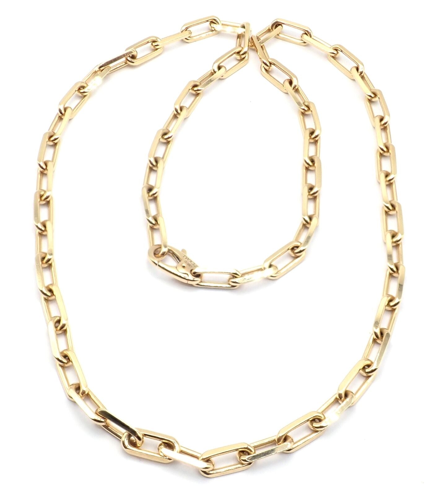 Authentic Cartier Santos 18K Yellow Gold Link Chain Necklace 22