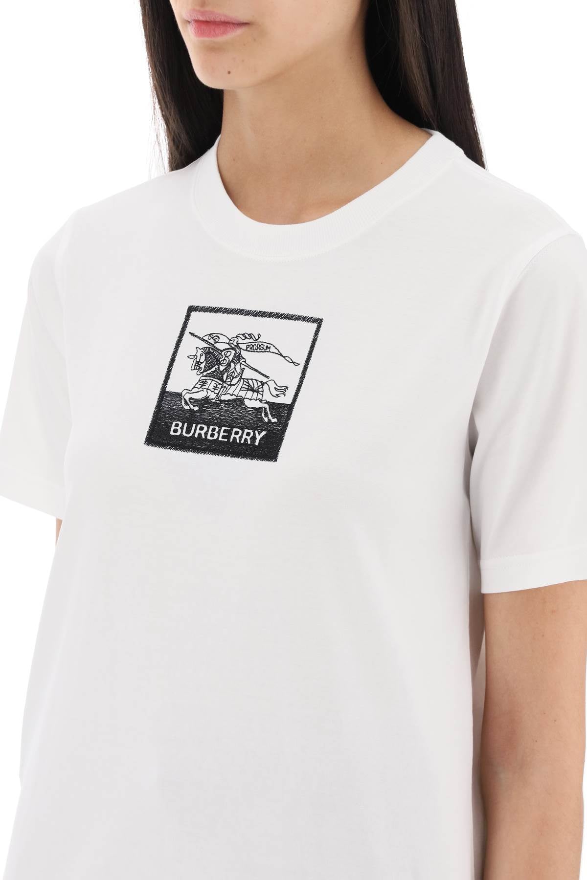 Burberry Margot Embroidered T-Shirt for Women - Luxury Cotton Tee with EKD Embroidery for Casual Wear & Everyday Outfits