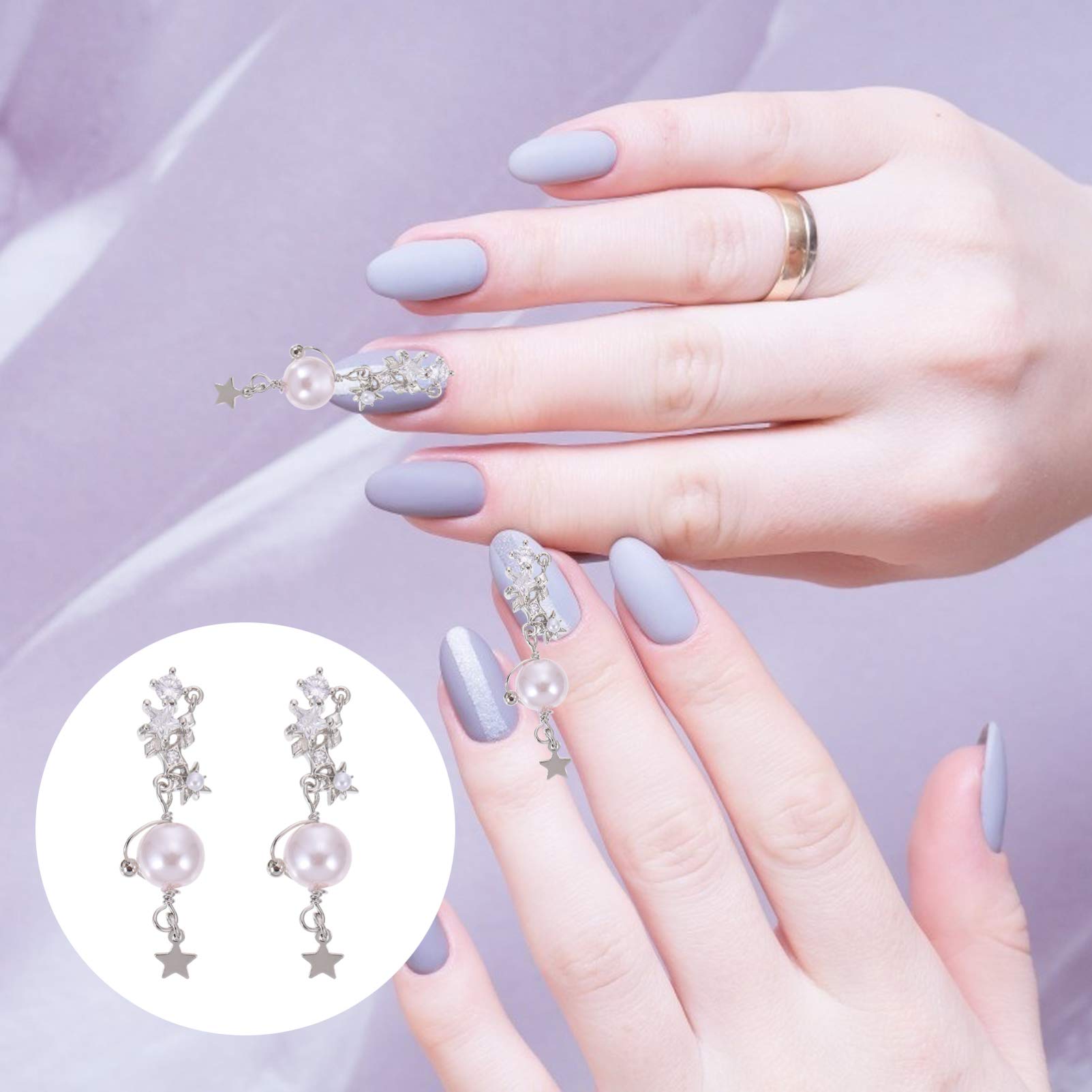 Beaupretty 2PCS Nail Art Pearl Chains - Creative Delicate Nail Decorations for DIY Manicure, Wedding & Party Nail Designs