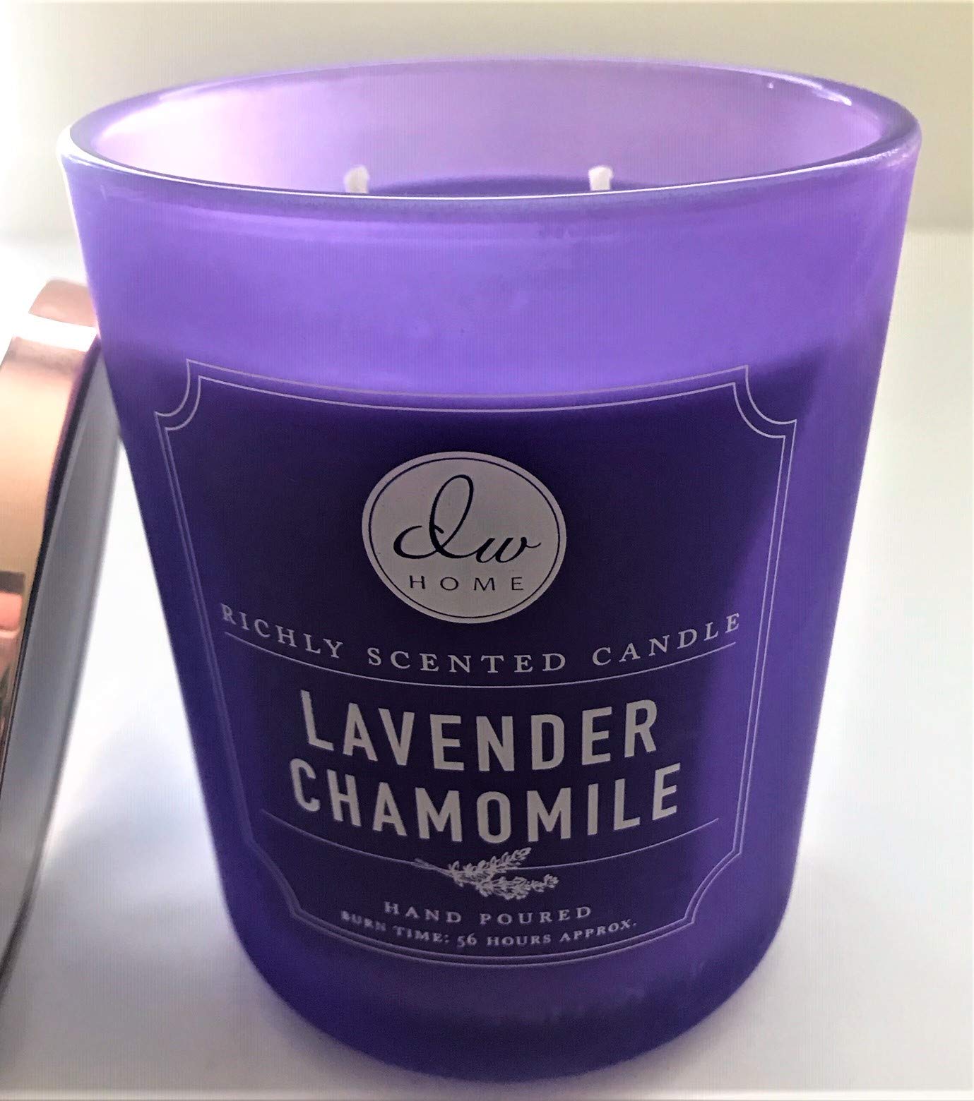 DW Home Large Matte Purple Tumbler Candle with Lid - Lavender Chamomile Scented Soy Wax Candle for Relaxation | Perfect for Bedroom, Bathroom & Home Decor