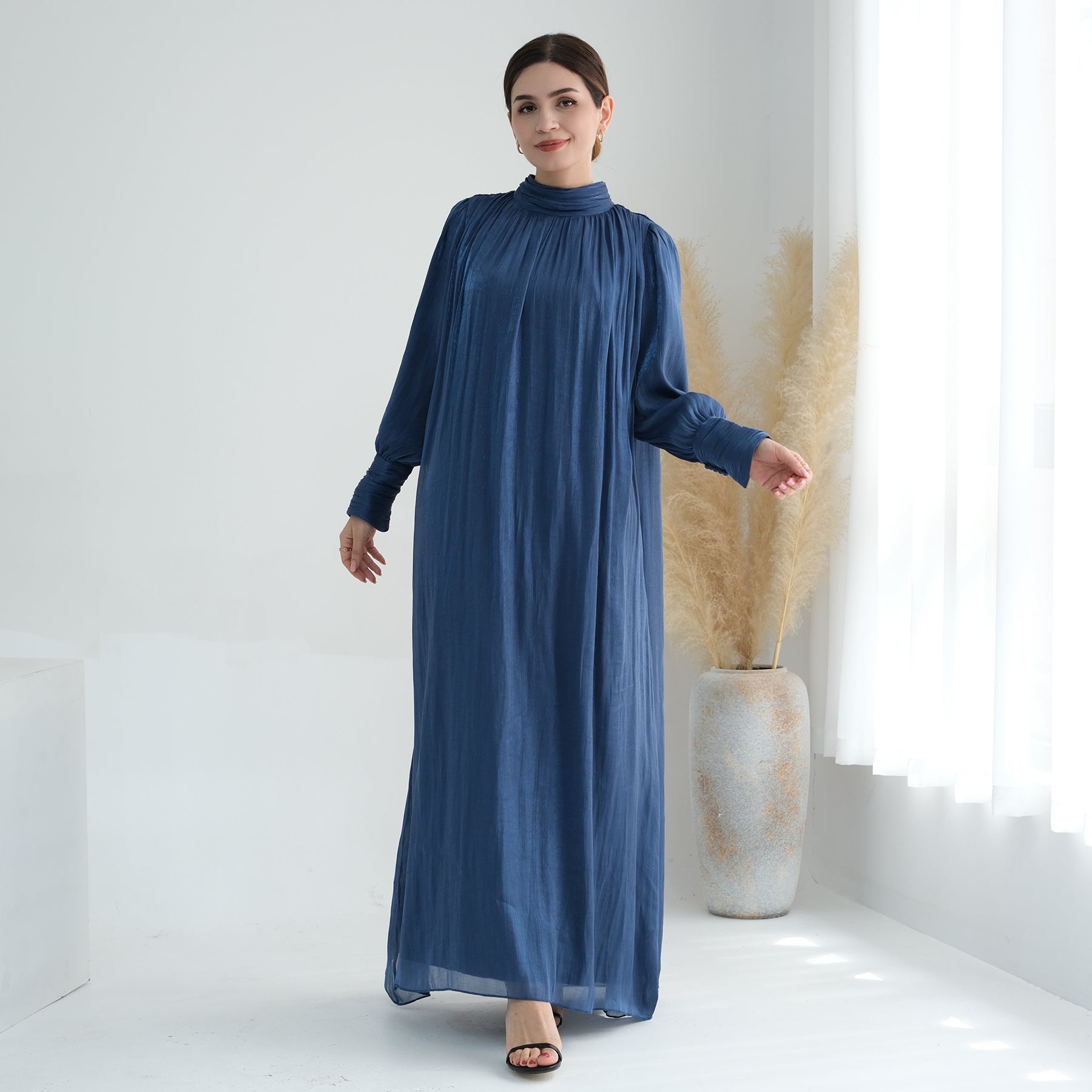Indira Sparkles Long Sleeve Maxi Dress - Elegant Blue Evening Gown for Women | Perfect for Weddings, Parties & Special Occasions