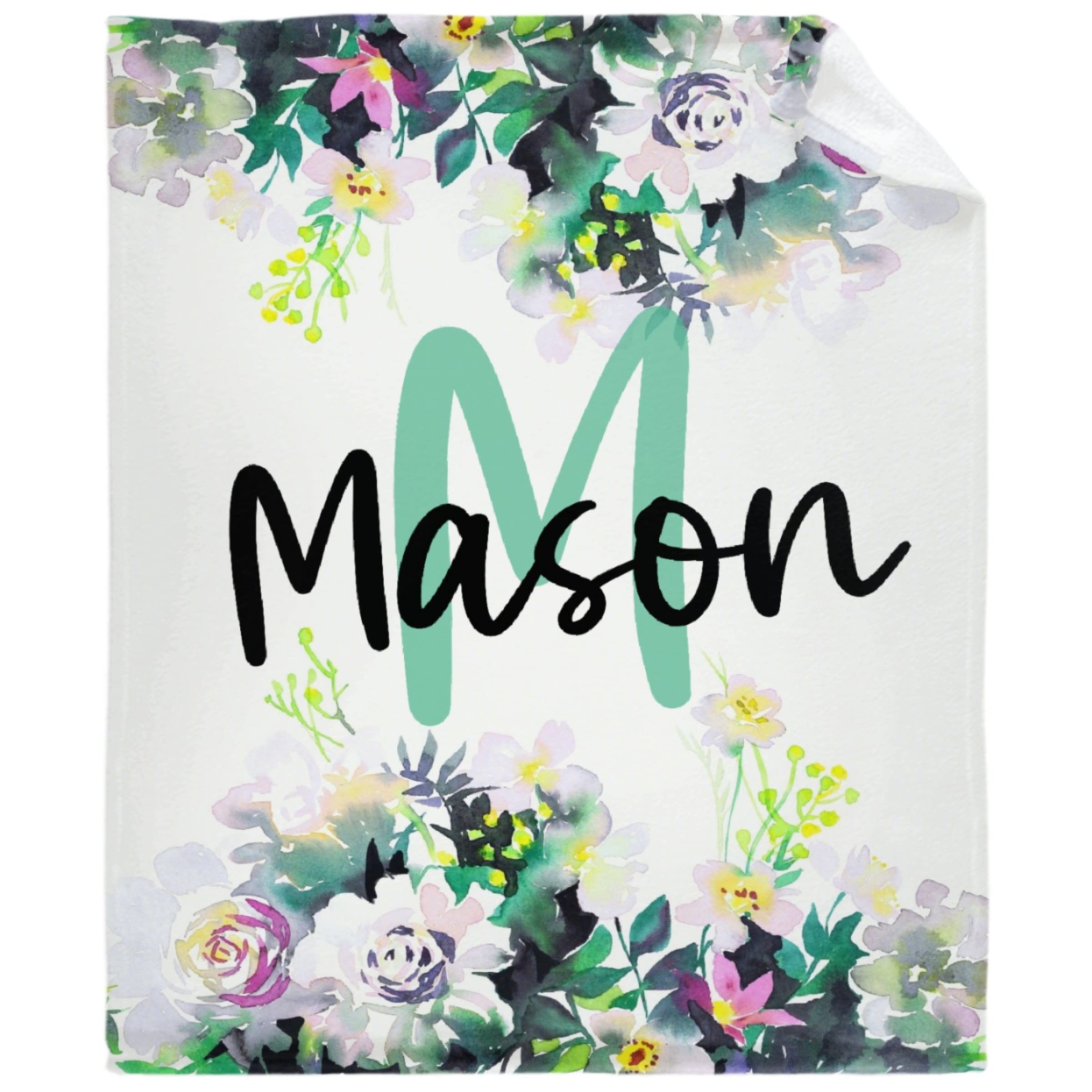Personalized Floral Name Blanket for Baby Boys & Girls - Custom Fleece Blanket 30x40 Inches, Pet Blanket - Perfect for Nurseries, Gifts & Cozy Pet Snuggles