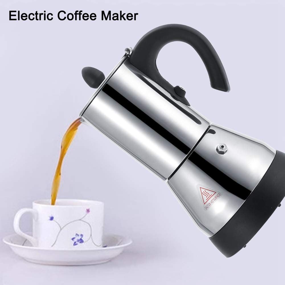 Stainless Steel Electric Coffee Maker - 300ml Espresso & Cappuccino Machine for Home & Office | Perfect for Morning Brews, Afternoon Pick-Me-Ups & Entertaining Guests