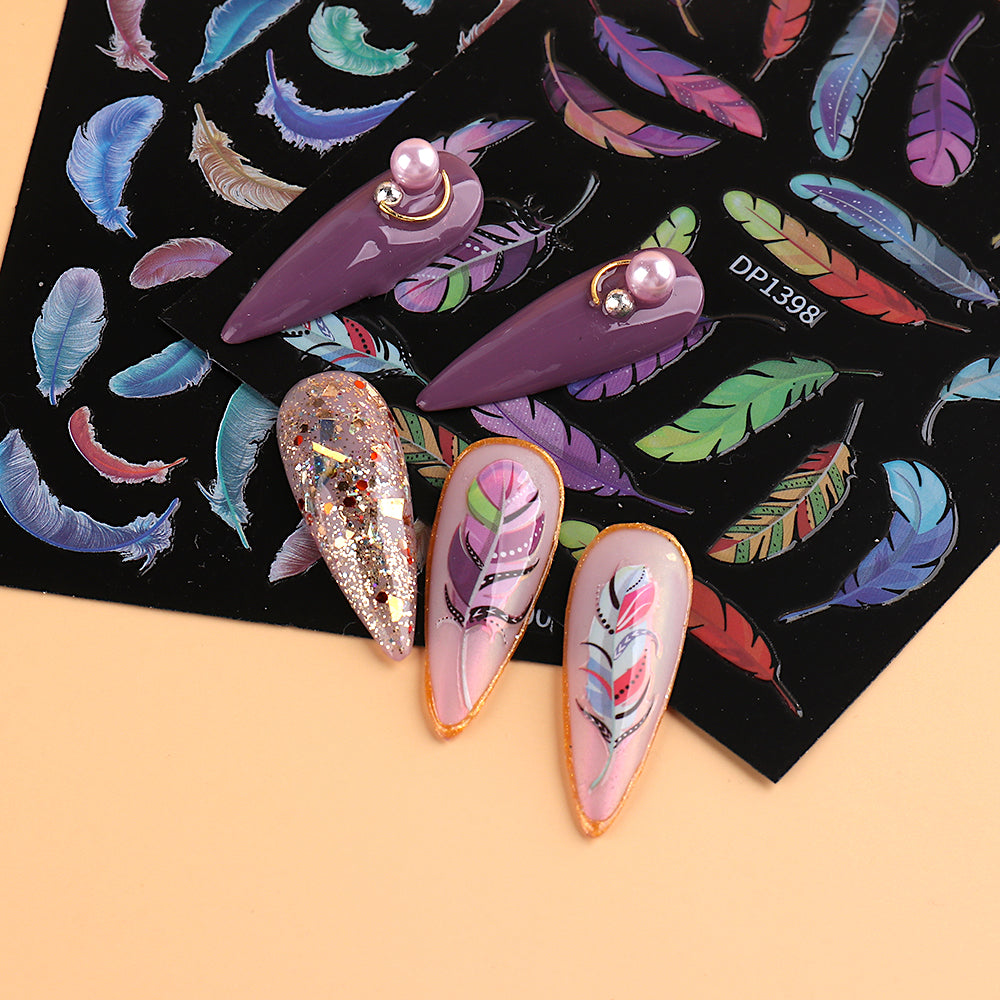 Vibrant Multicolor Nail Art Stickers - Self-Adhesive Nail Decals for DIY Manicure, Perfect for Parties, Weddings, and Everyday Nail Art Designs