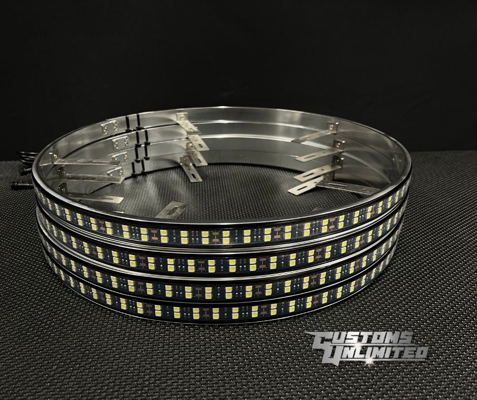Premium Double Row Pure White LED Wheel Lights for Cars & Trucks - Waterproof, Easy Installation - Perfect for Off-Road, Night Driving & Car Shows