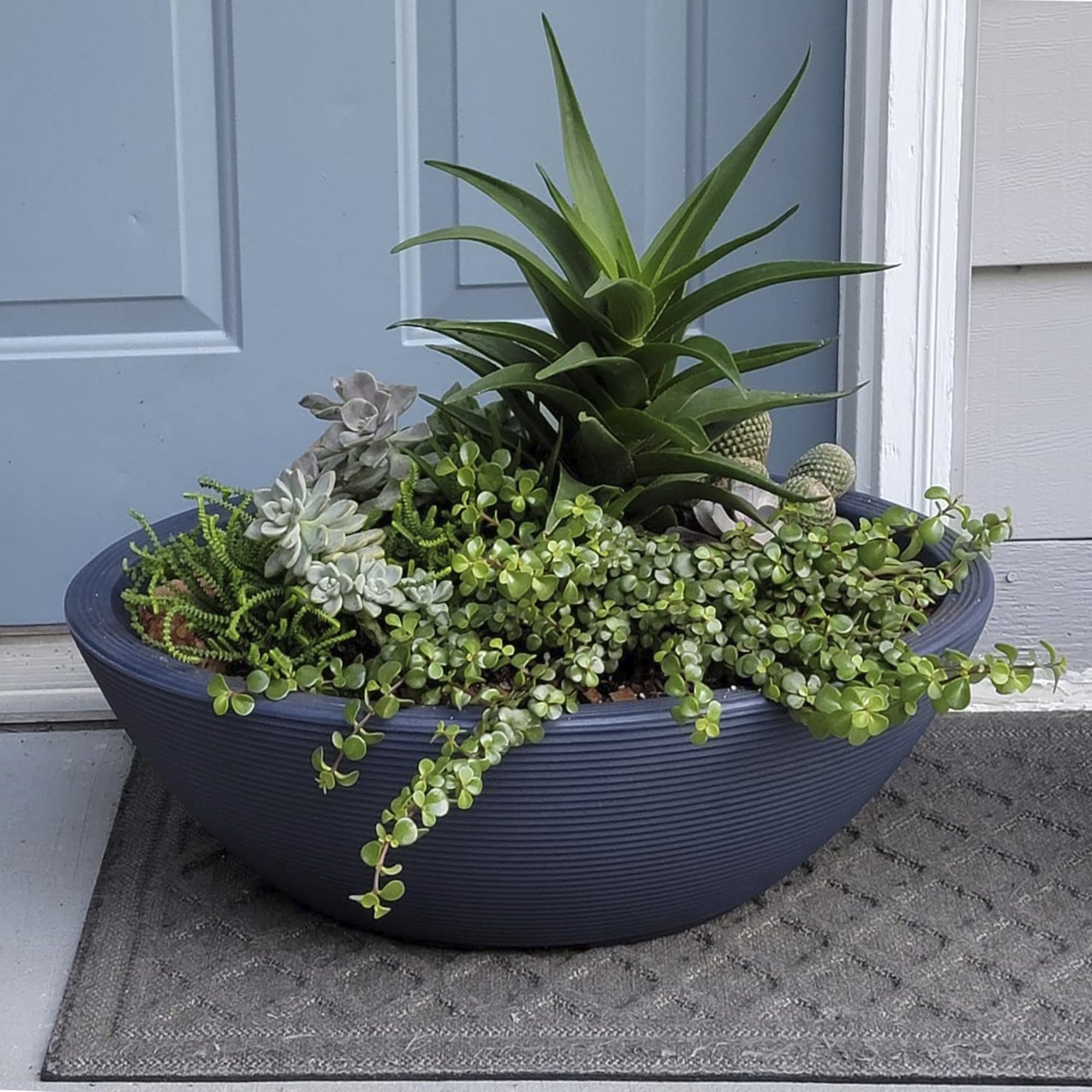 Crescent Garden Delano Planter - 20 Inch Double Walled Indoor/Outdoor Plant Pot in Slate - Perfect for Patio, Garden & Home Decor