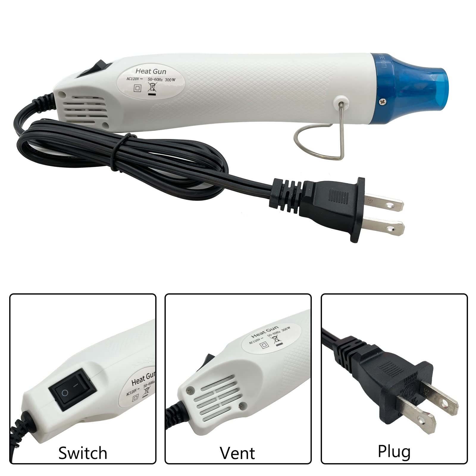 Mini Heat Gun for DIY Crafts - Portable Hot Air Gun Tool for Embossing, Shrink Wrapping, Drying Paint - Perfect for Home Projects, Jewelry Making & Electronics Repair