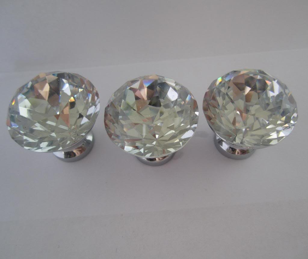 30mm Clear Crystal Glass Door Knobs - Pack of 5 | Dresser Cabinet Drawer Pull Handles for Home Furniture & DIY Projects | Perfect for Bedroom, Bathroom, Kitchen Cabinets & Wardrobe Upgrades