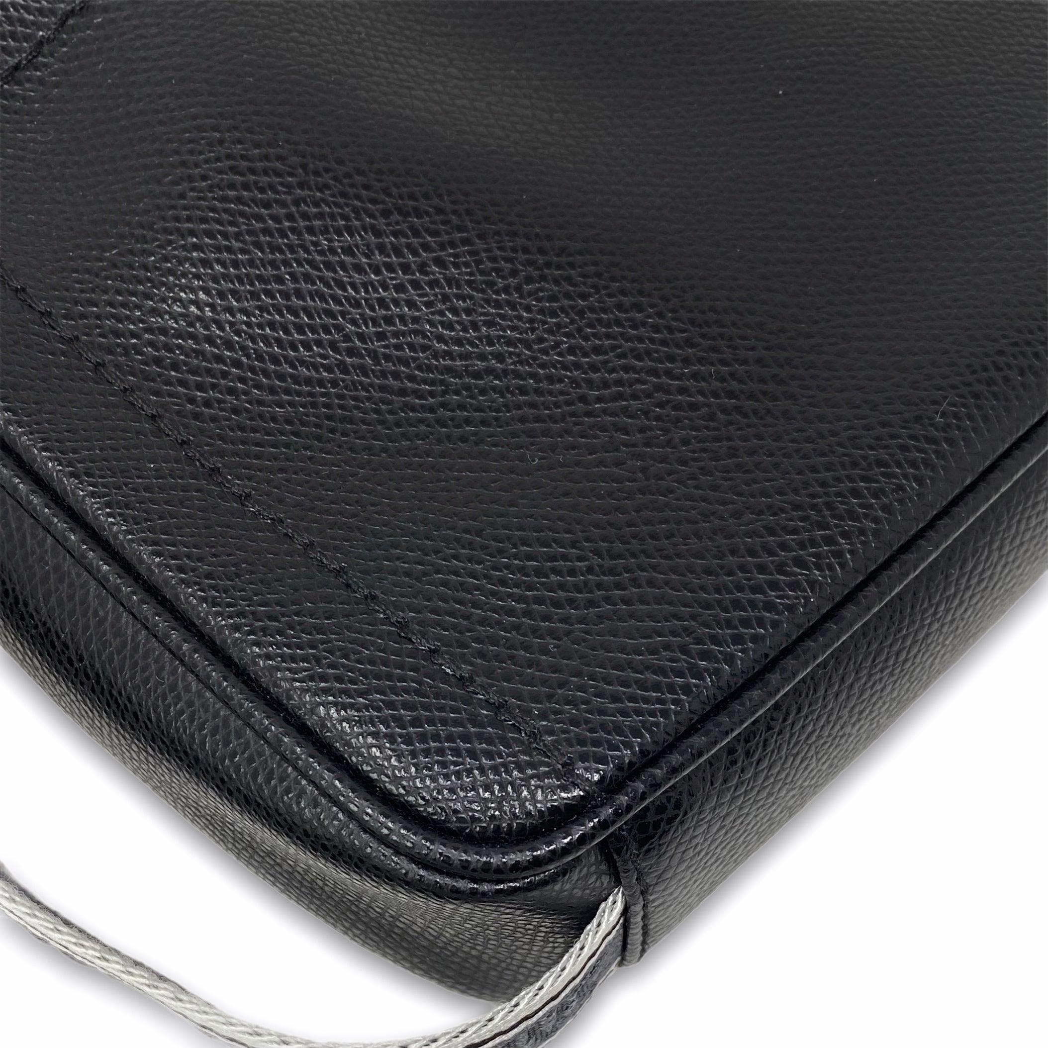 Ferragamo Black Leather Toiletry Pouch for Men & Women | Travel Cosmetic Bag | Luxury Organizer for Toiletries & Makeup | Perfect for Vacation, Gym & Business Trips