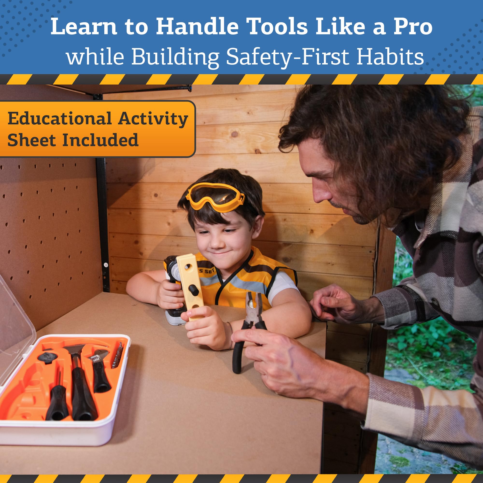 **Kids Tool Set with Electric Drill - 24-Piece Construction Toy Kit for Toddlers Ages 3-6 | Includes Screwdriver, Nuts & Bolts | STEM Learning & Pretend Play | Gift for Boys & Girls (Yellow Toolbox) - Perfect for DIY Play, Birthday Gifts & Preschool Learning Activities**