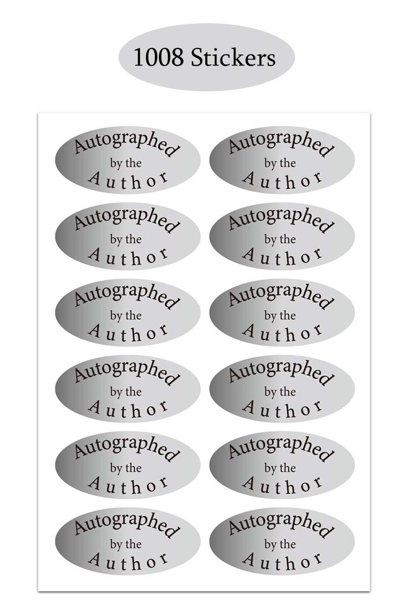 Silver Foil Autographed Label Stickers 1x2 Inch Oval - 1008 Laminated Author Signature Stickers Pack - Perfect for Book Signings, Collectibles & Memorabilia