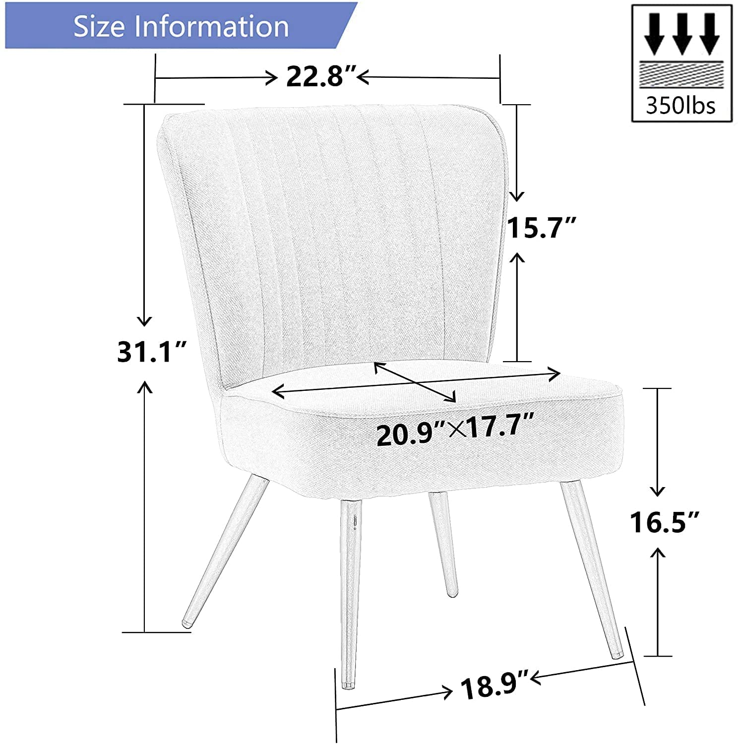 **Alunaune Accent Chair Set of 2 - Upholstered Living Room Chairs, Modern Bedroom Furniture, Armless Slipper Club Chair for Guest Reception - Ivory | Perfect for Small Spaces, Apartments & Cozy Reading Nooks**