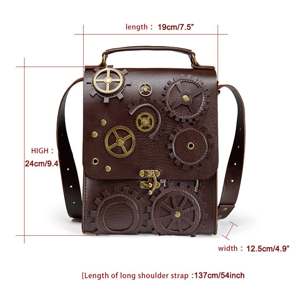 Vintage Steampunk Gothic Women's Single Shoulder Crossbody Bag - Rivet Top Handle Messenger Purse for Travel, Daily Use & Cosplay Accessories