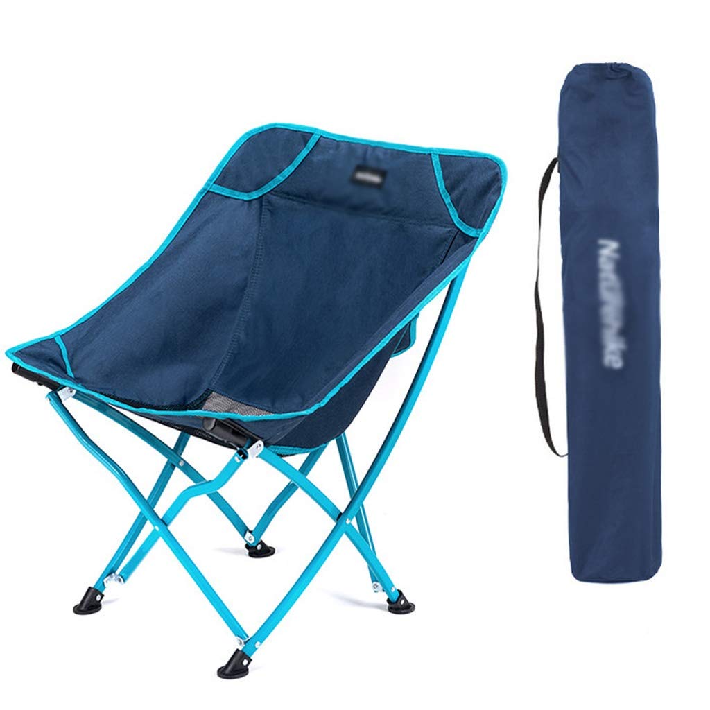 Portable Aluminum Alloy Folding Chair for Outdoor Activities - Lightweight Camping, Fishing, Hiking, Gardening & BBQ Seat Stool (Blue) - Perfect for Beach, Picnic, Backyard and Tailgating