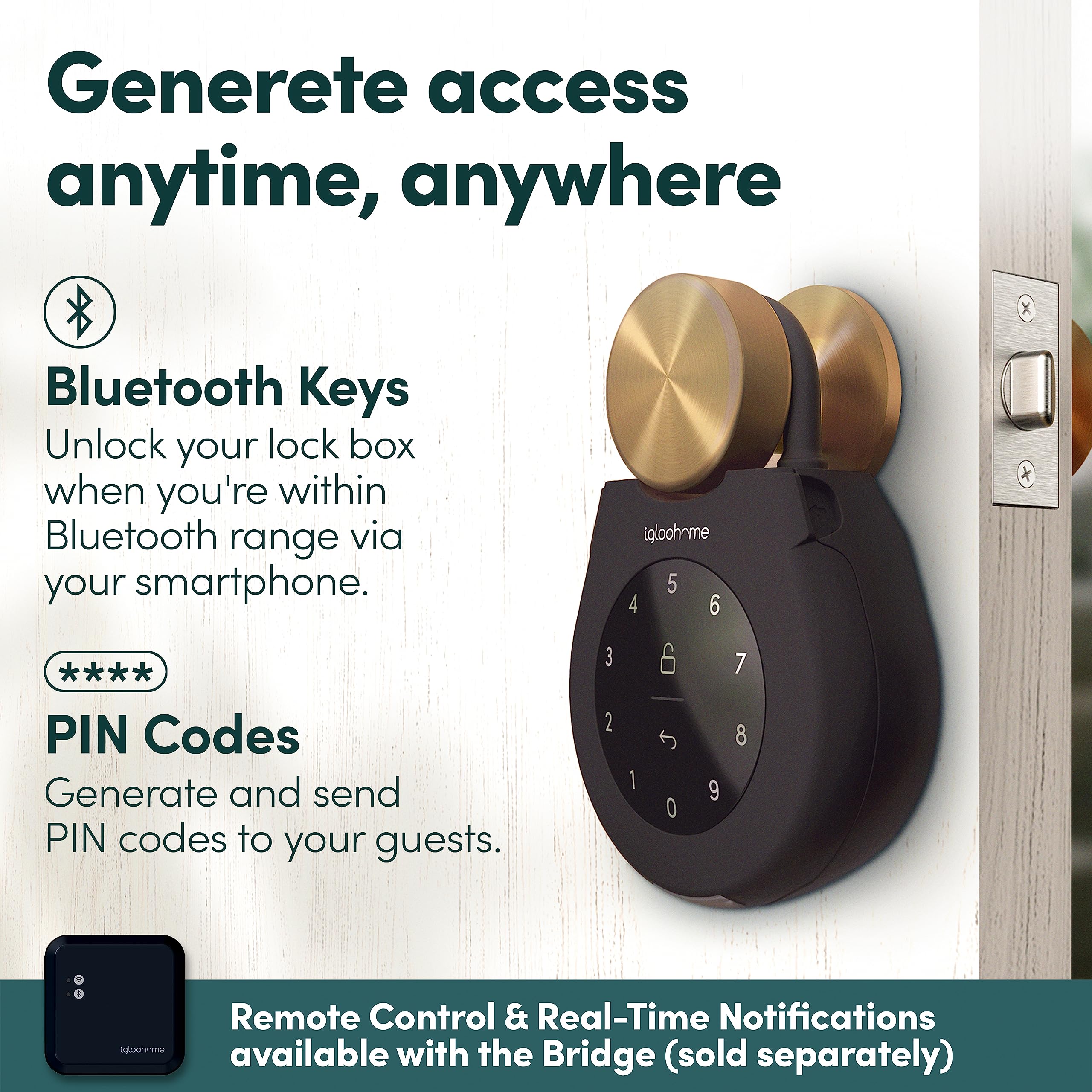 IGLOOHOME Smart Lock Box 3 - Keyless Entry Electronic Key Box with Remote Access - Secure Storage for Home, Vacation Rental & Airbnb Use