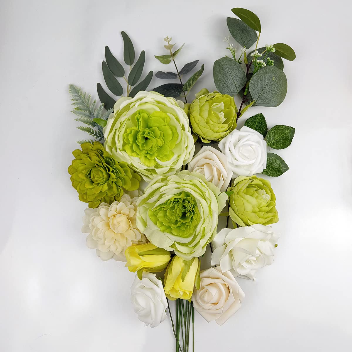 Artificial Wedding Roses Bouquet - Bridal, Cake & Home Decor for Parties (Green)