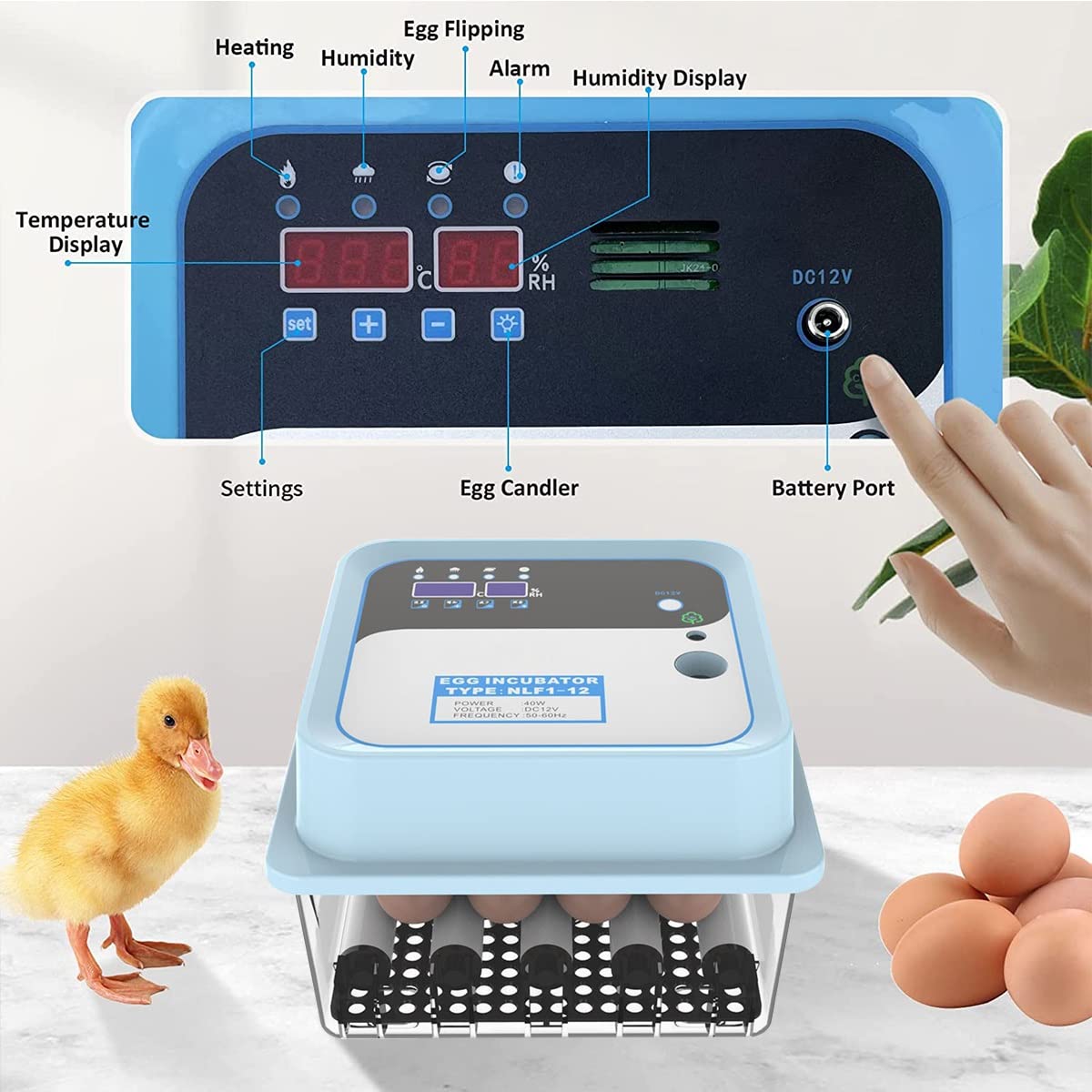 Digital Mini Automatic Egg Incubator for 6 Eggs - Temperature Control & Auto Egg Turner for Hatching Chicken, Turkey, Goose, Quail - Perfect for Home Poultry Farming & Backyard Hatching Projects