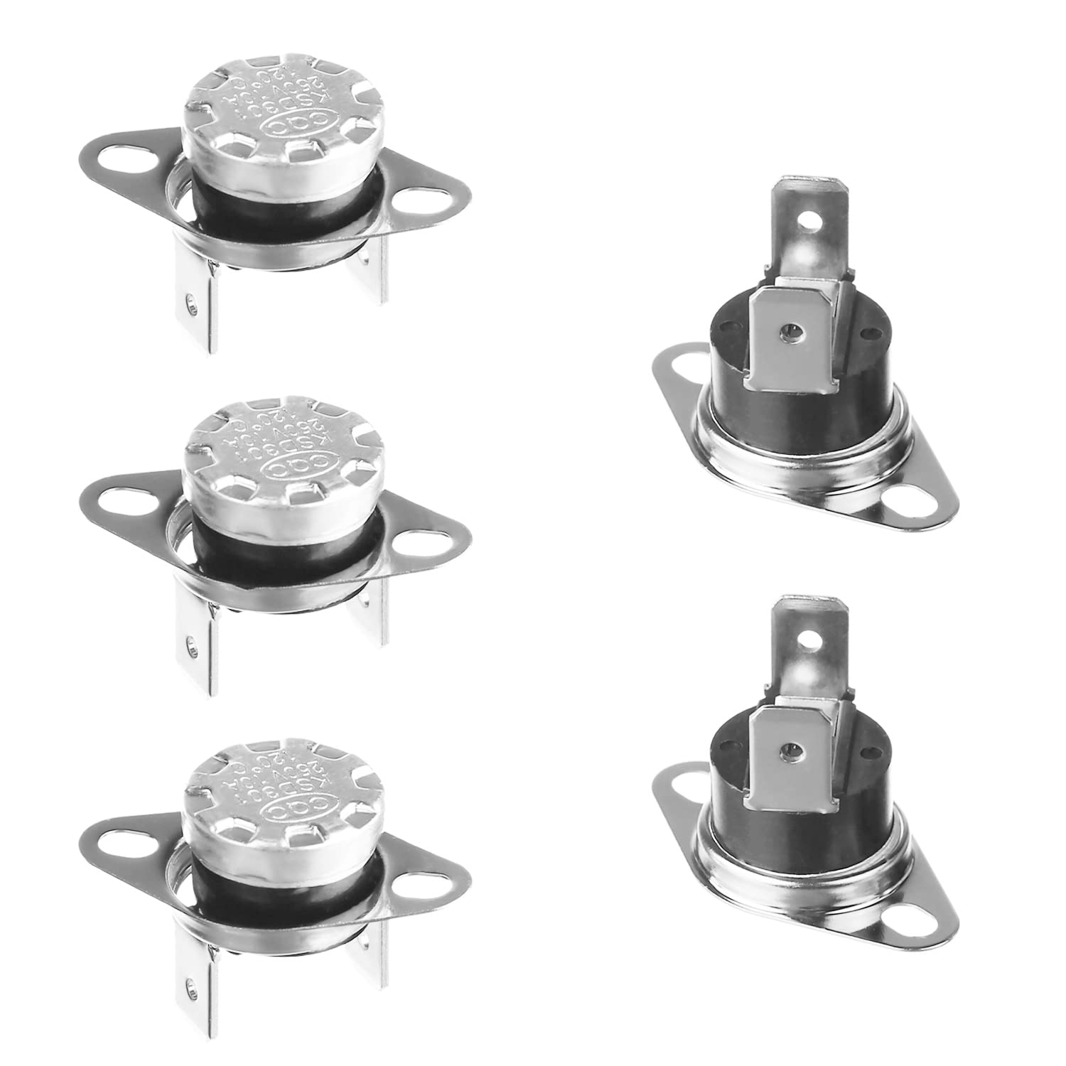 Heyiarbeit 2Pcs KSD301 Thermostat 120°C/248℉ 10A NC Adjustable Snap Disc Temperature Switch for Microwave, Oven, Coffee Maker - Perfect for Home Appliances & DIY Repairs