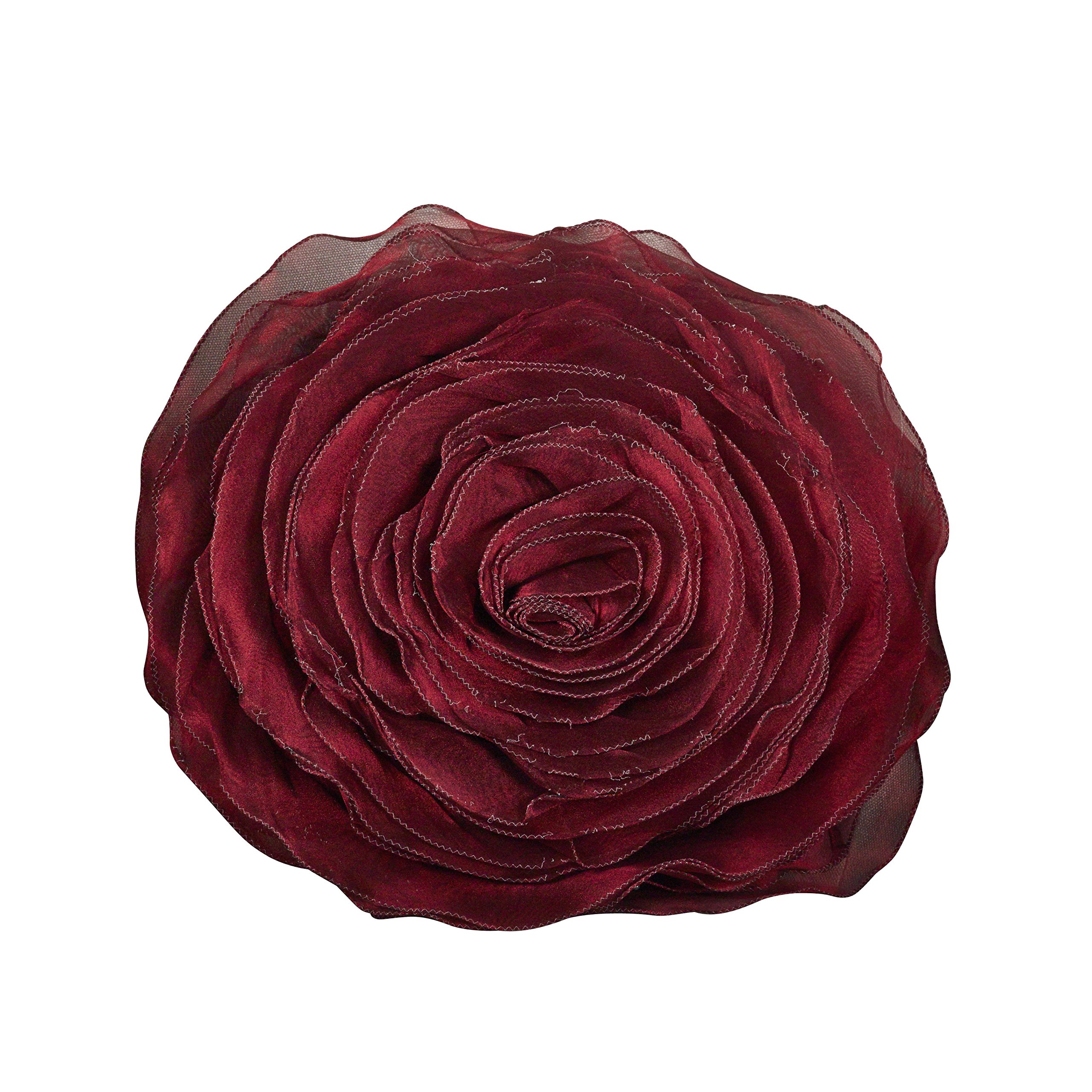 SARO LIFESTYLE 16-inch Burgundy Rose Design Decorative Throw Pillow - Soft Couch Pillow for Living Room, Bedroom & Home Decor