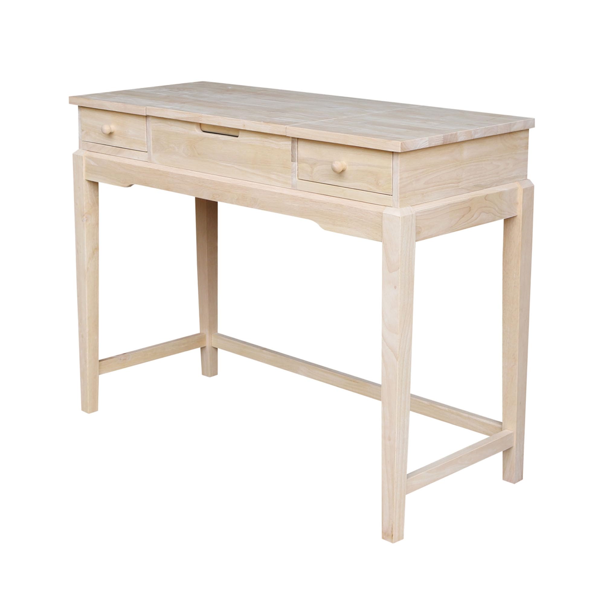 IC International Concepts Solid Real Wood Sturdy Parawood Vanity Table - Unfinished DIY Paint/Stain Ready Vanity Desk for Bedroom Makeup & Dressing Room