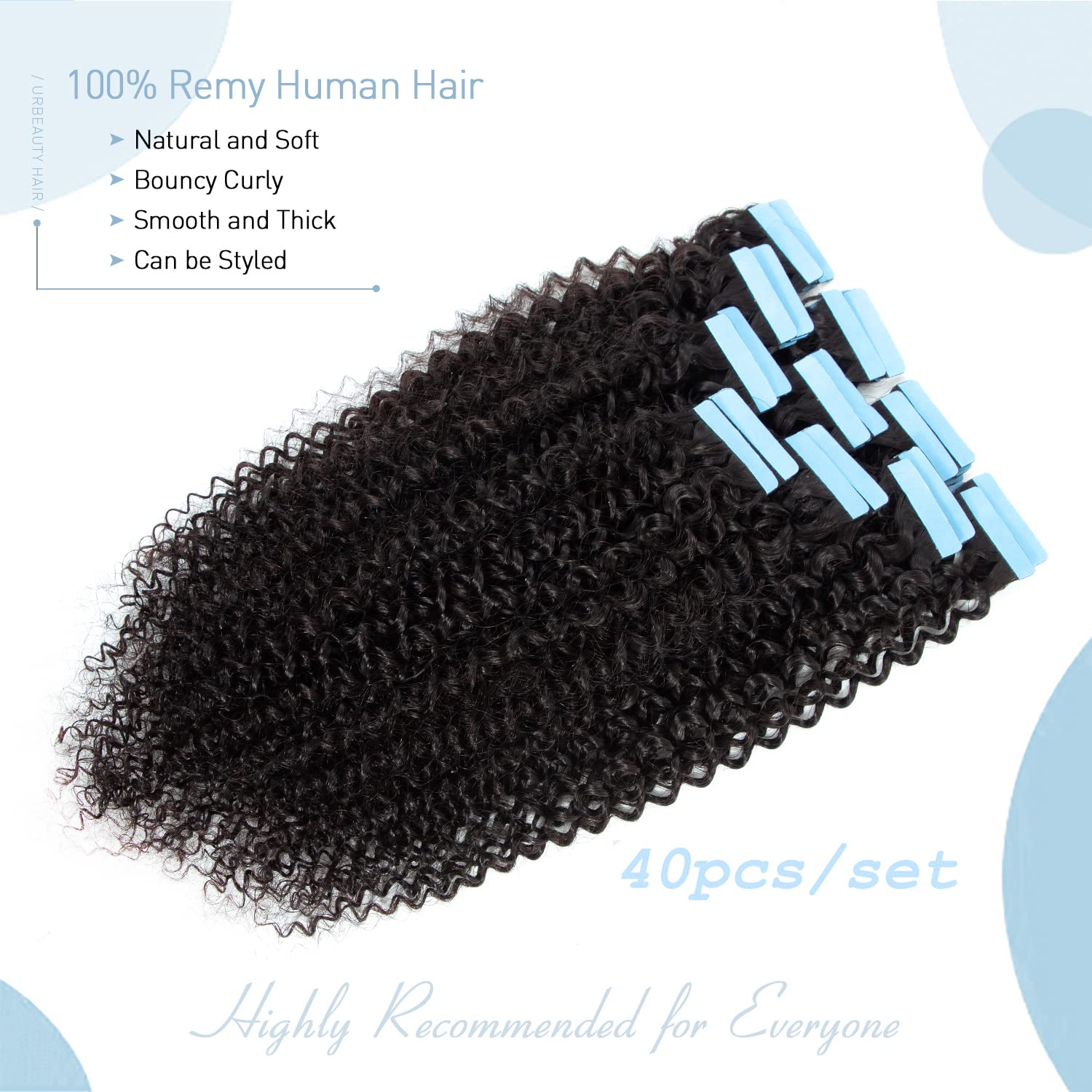 Premium 40-Piece Kinky Curly Tape-In Hair Extensions for Black Women | 100% Human Hair | Seamless & Invisible Tape | Semi-Permanent Natural Hair Extensions for Daily Wear, Parties & Special Occasions