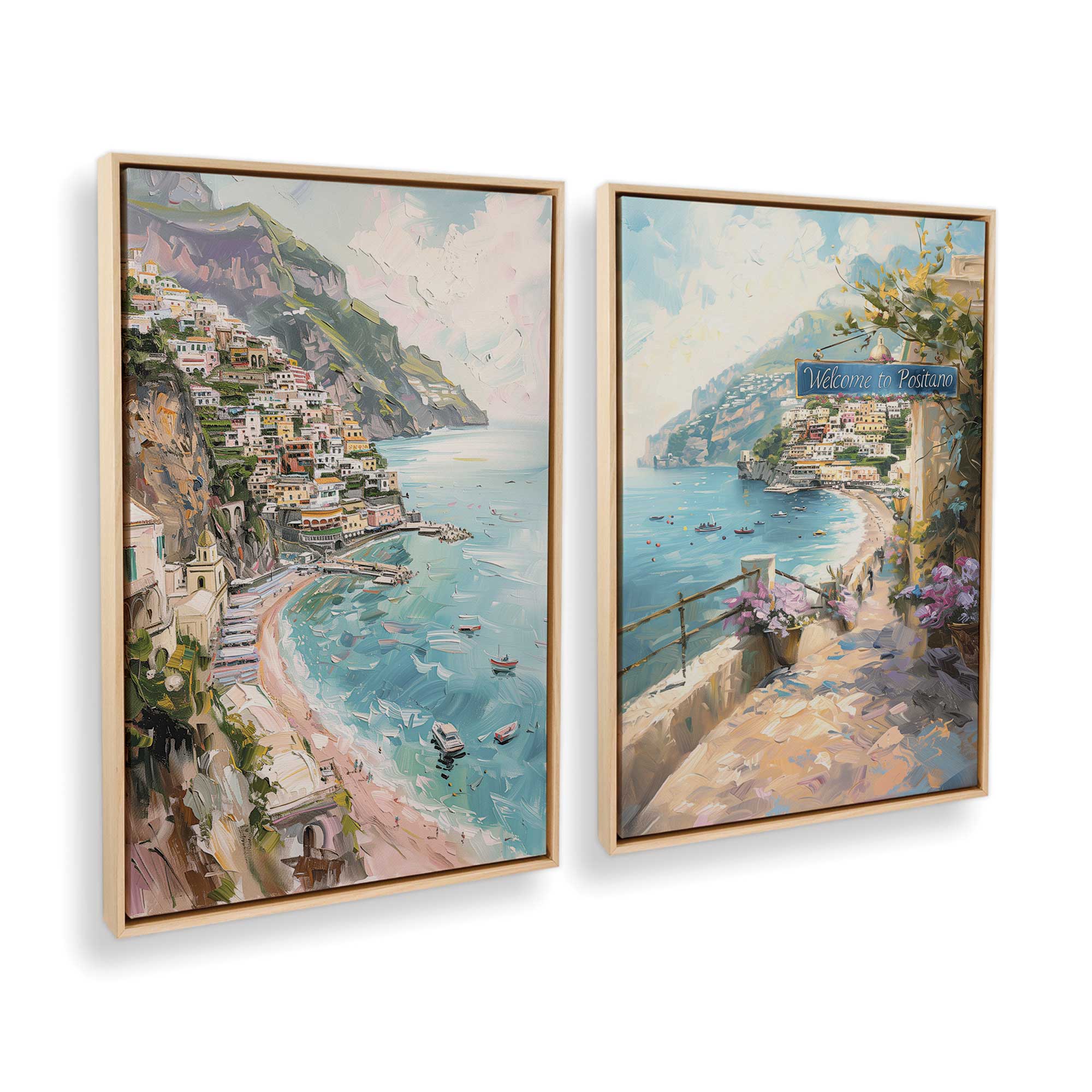 Coastal Charm Paradise Wall Art - Set of 2 Canvas Prints for Beach House Decor, Living Room & Bedroom