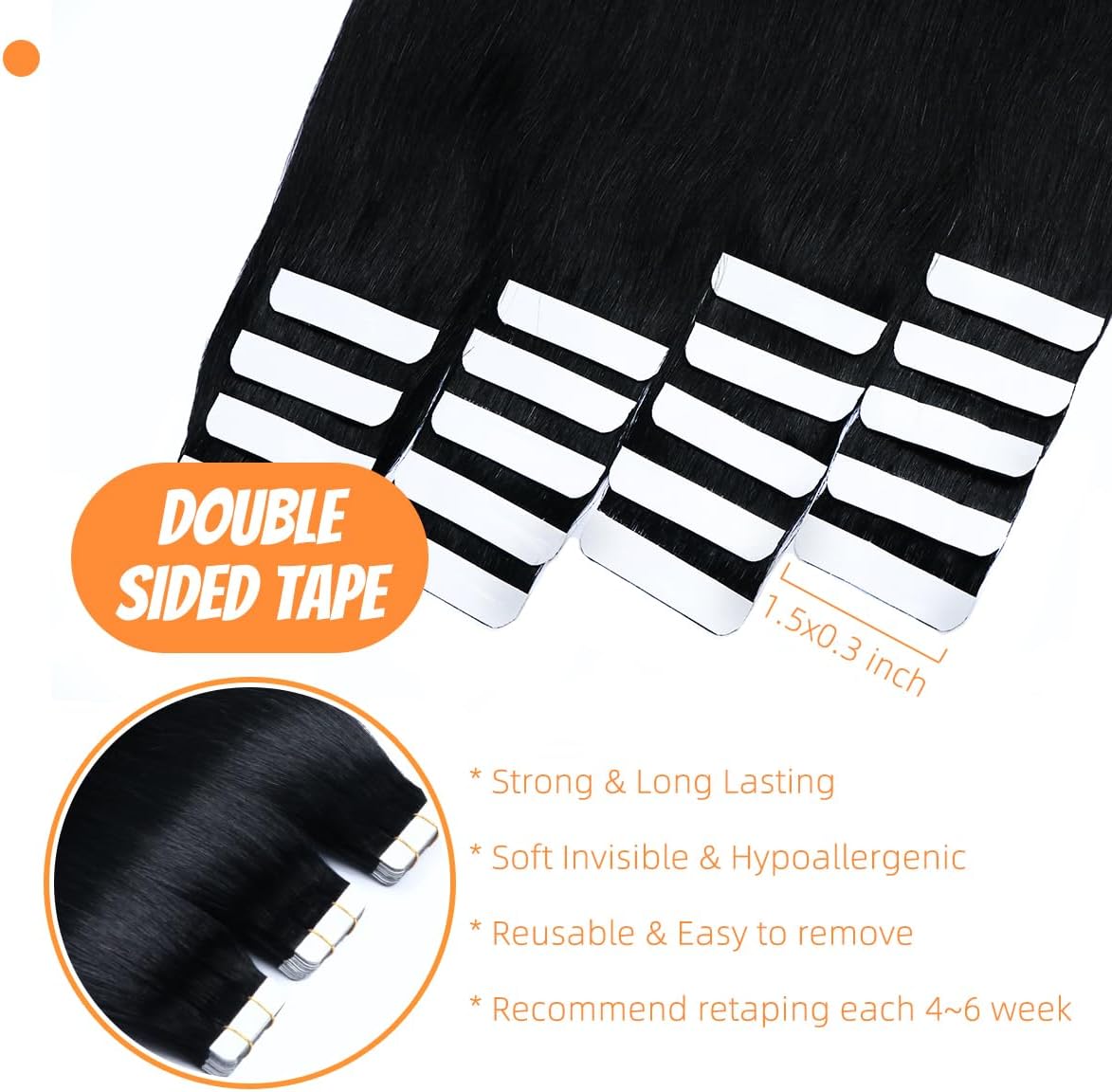 Seamless Skin Weft Tape for Human Hair Extensions - Invisible Hair Integration for Natural Look | Perfect for Daily Wear, Special Occasions & Styling