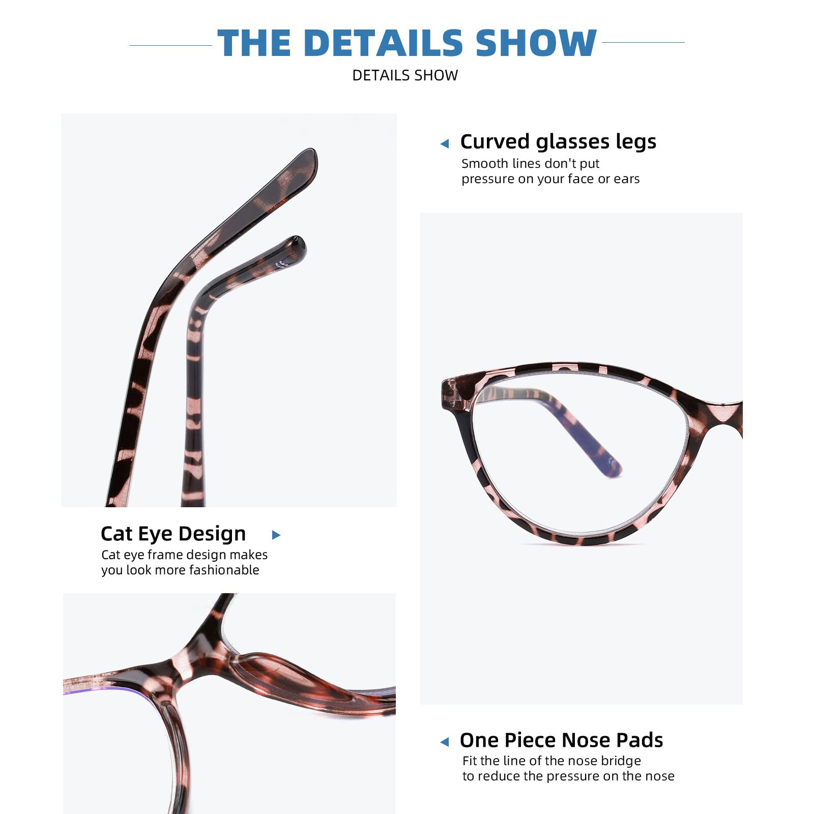 4 Pack Blue Light Blocking Reading Glasses for Women - Stylish Cat Eye Frame Computer Glasses with Anti-Glare & UV Protection (3.5 Magnification) - Perfect for Office Work, Screen Time and Night Reading